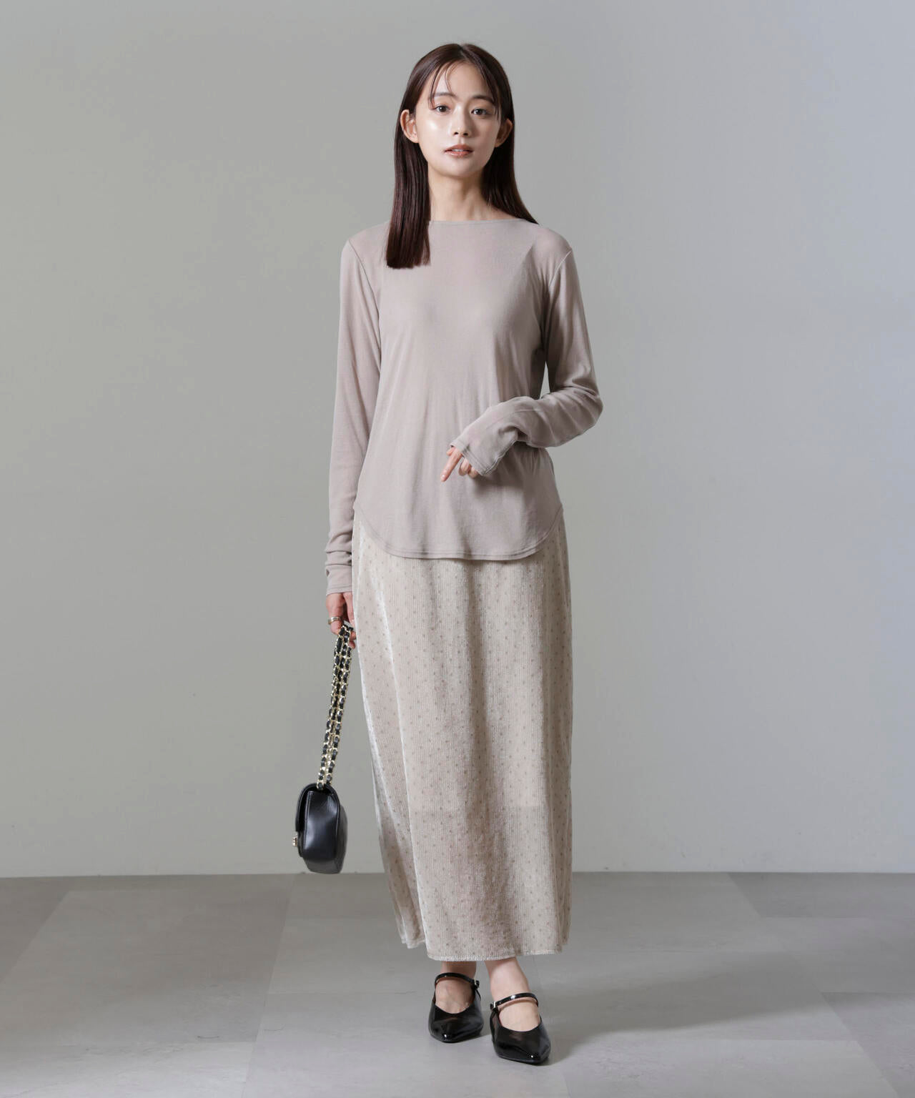 ストライプベロアIラインスカート 6694230306