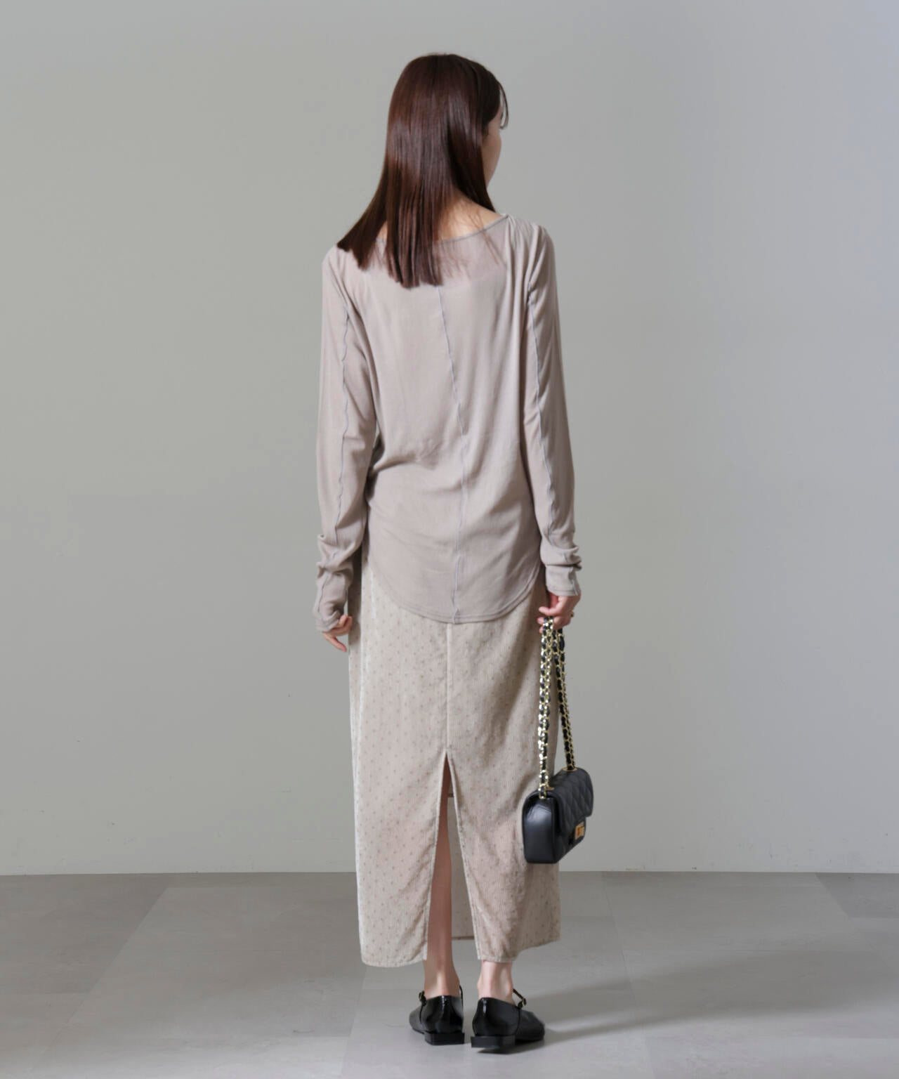 ストライプベロアIラインスカート 6694230306