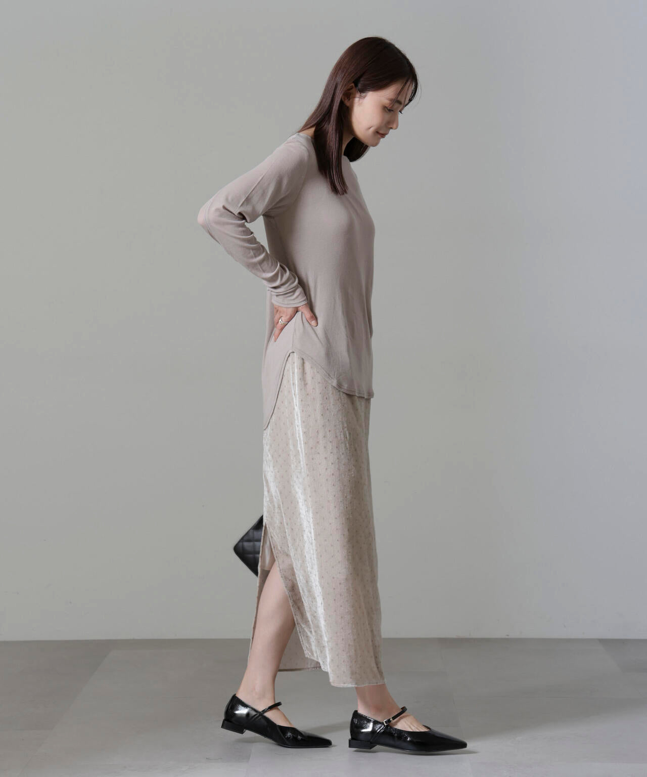 ストライプベロアIラインスカート 6694230306