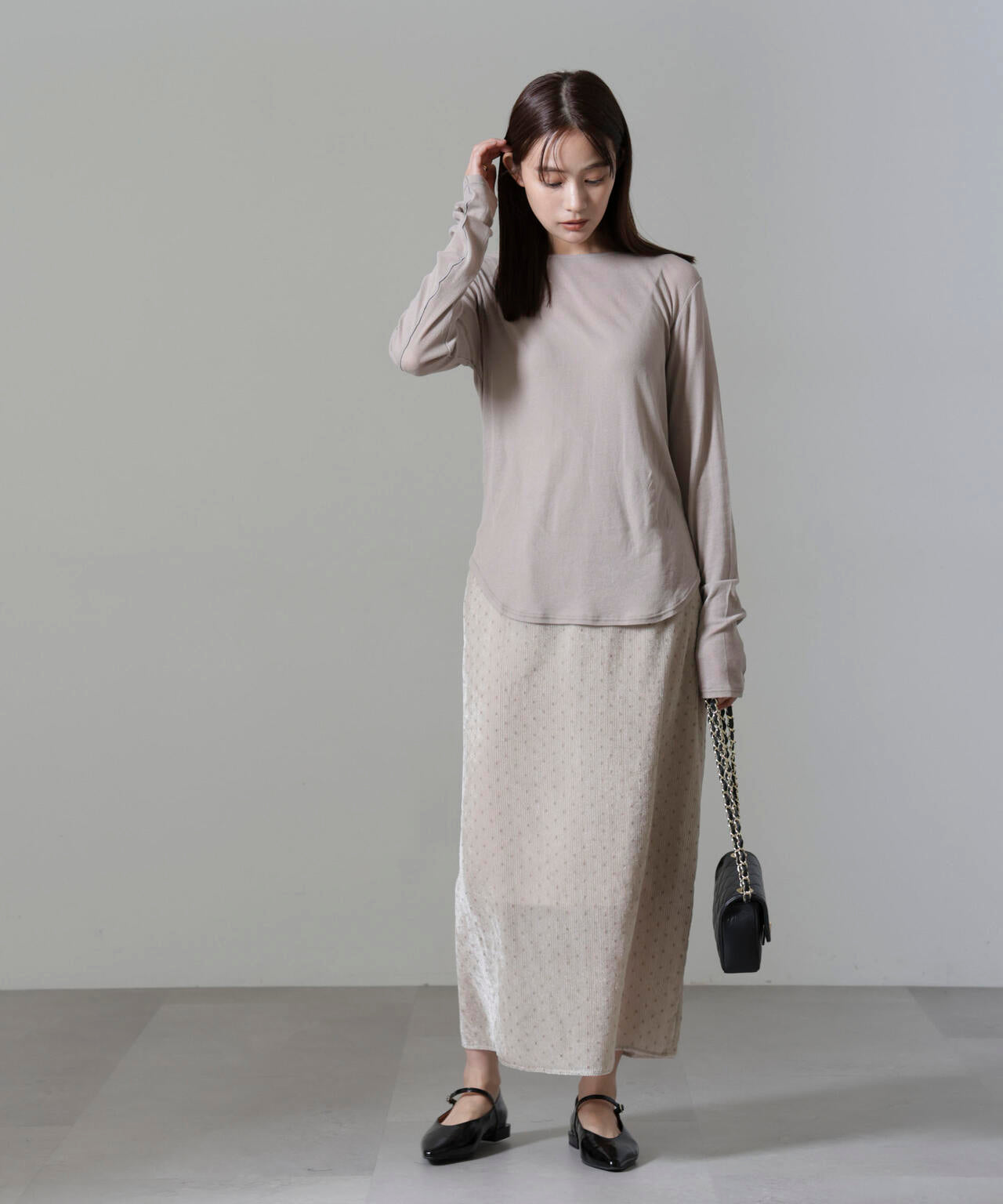 ストライプベロアIラインスカート 6694230306