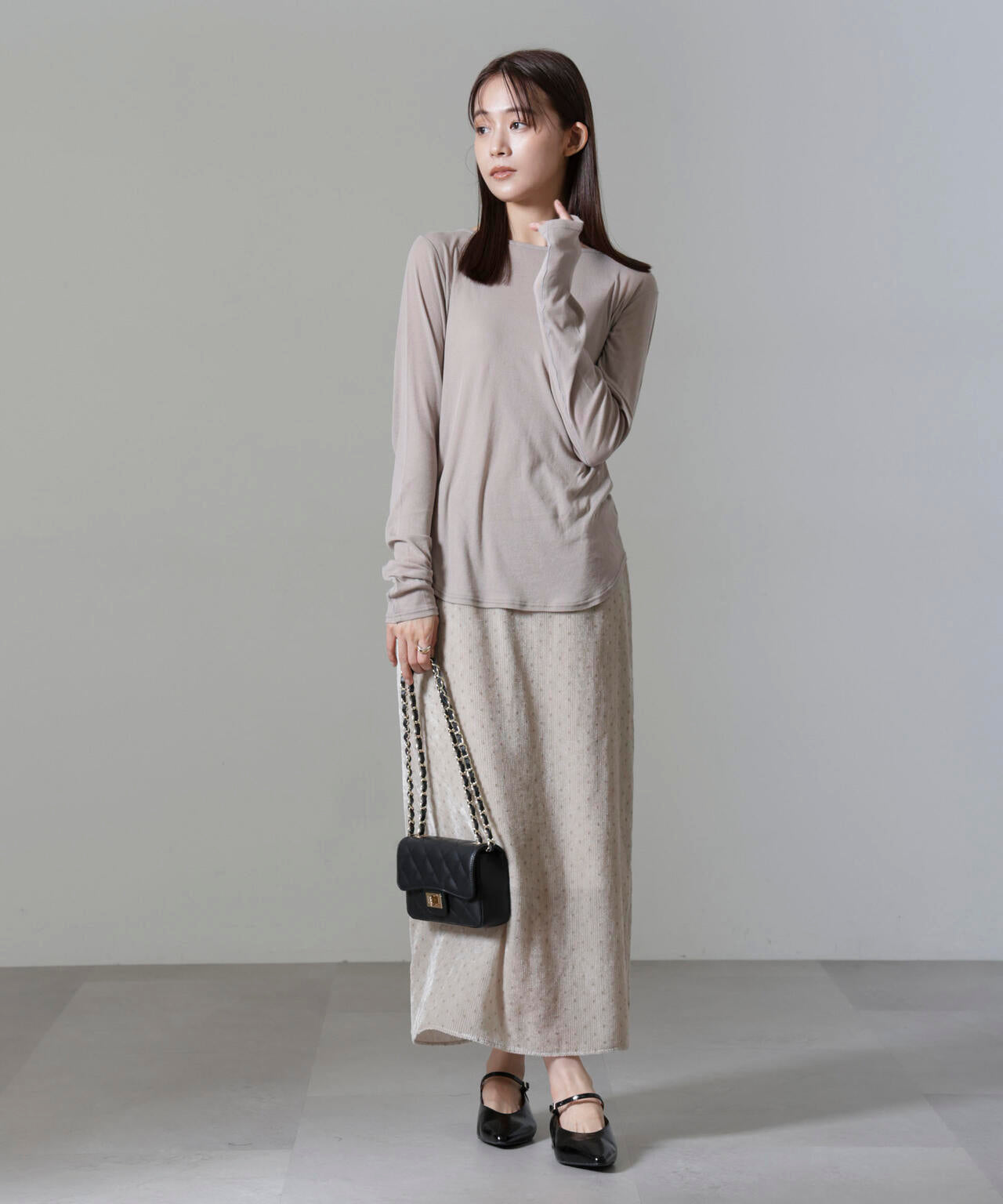 ストライプベロアIラインスカート 6694230306