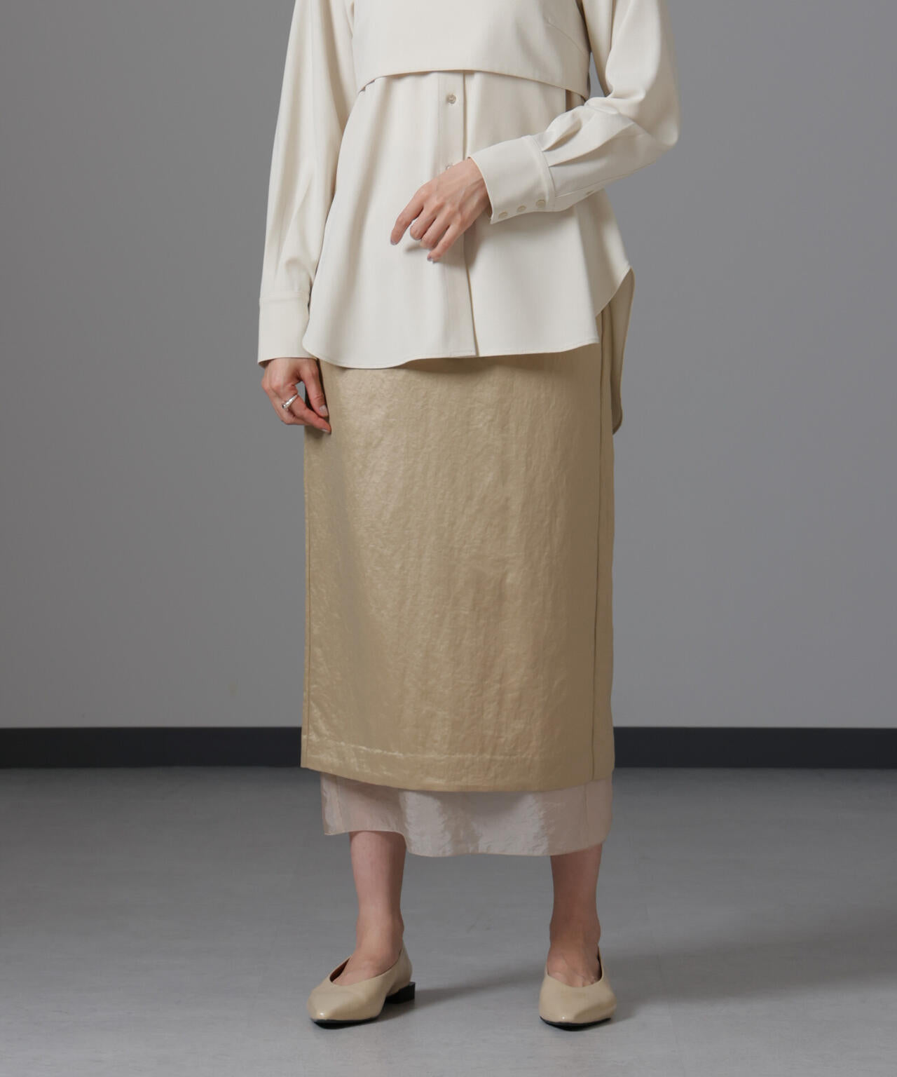 レザーライクサテンスカート 6694230310