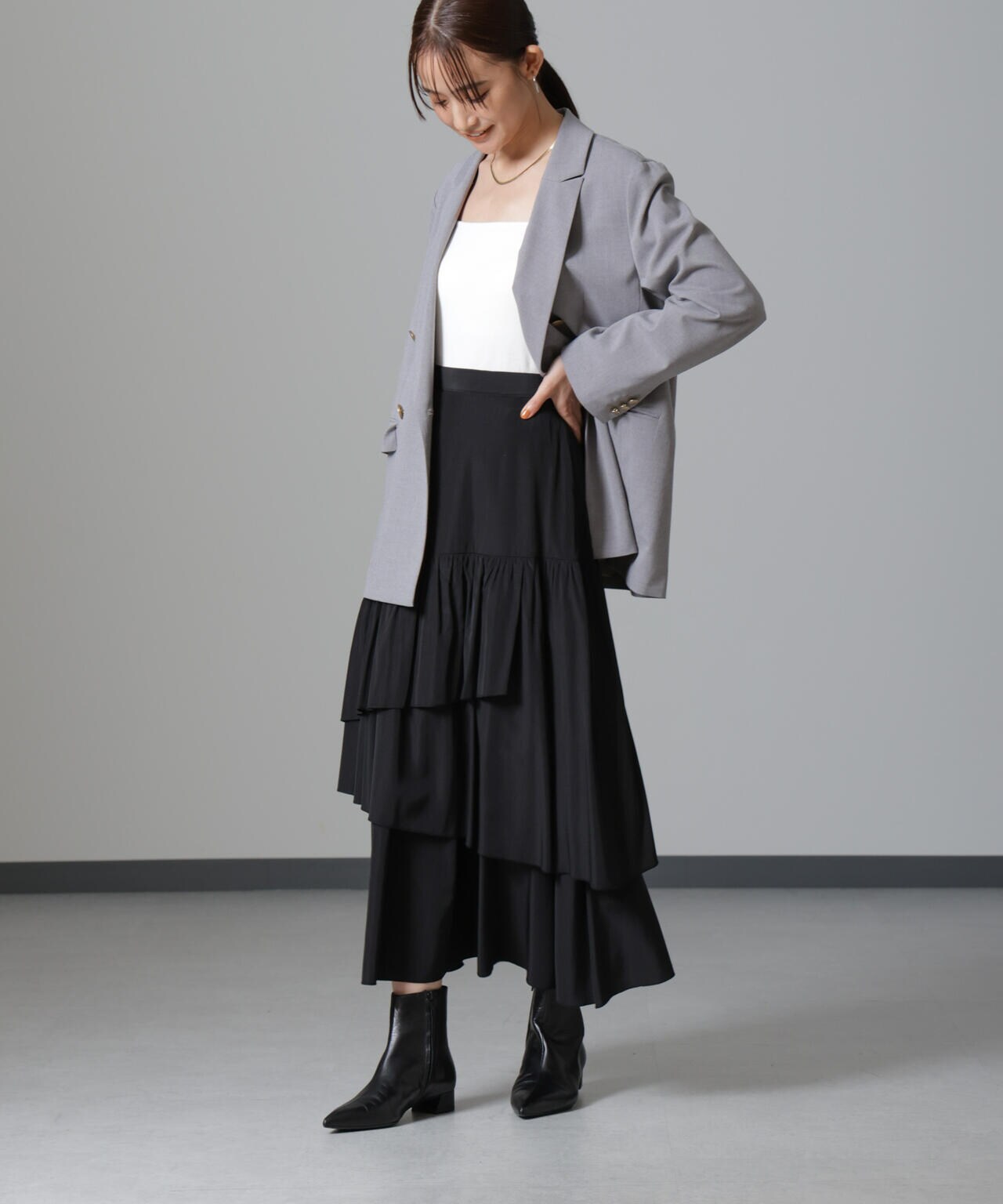 オーバーラップティアードスカート 6694230320