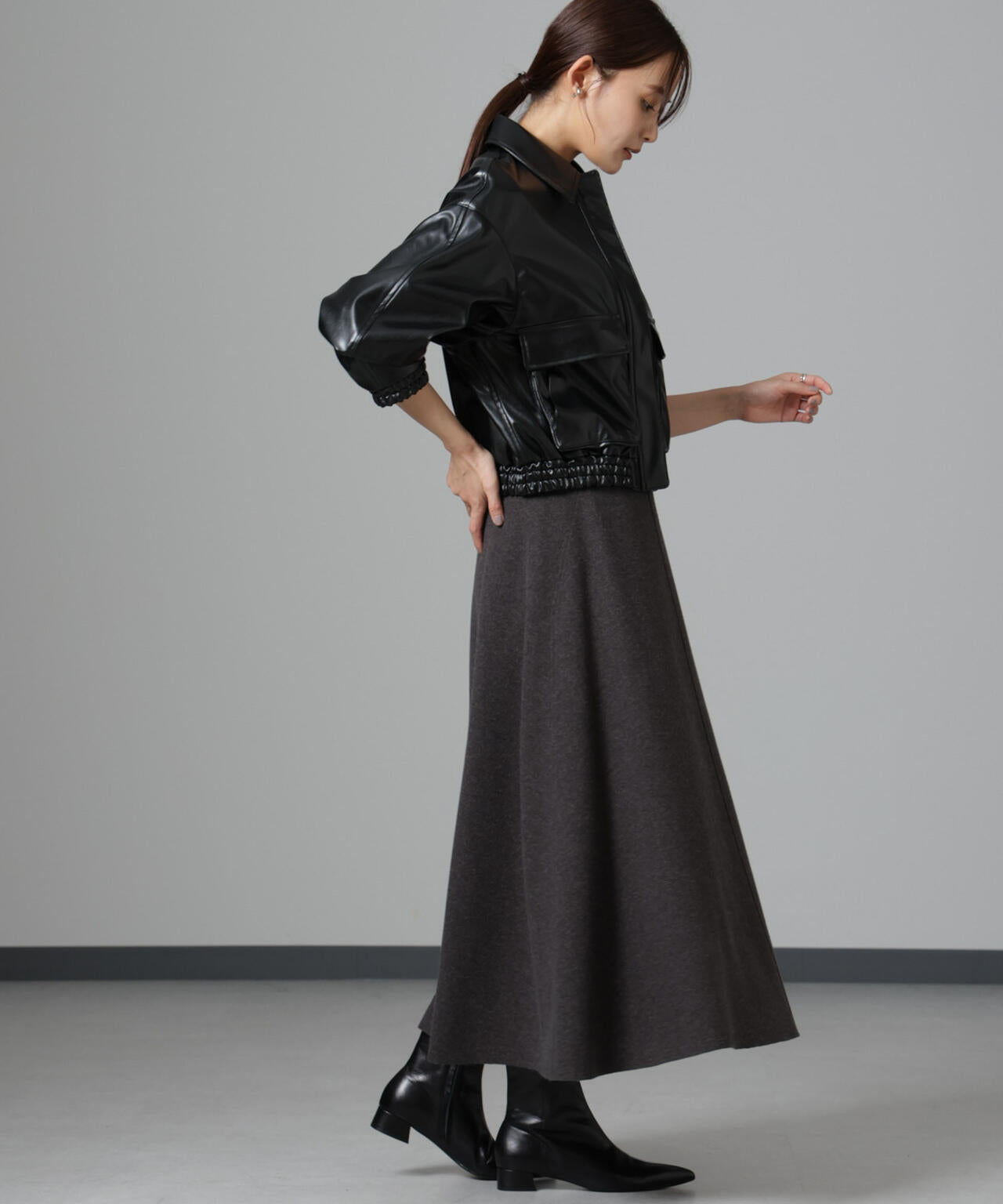 ニードルジャージーフレアスカート 6694230322