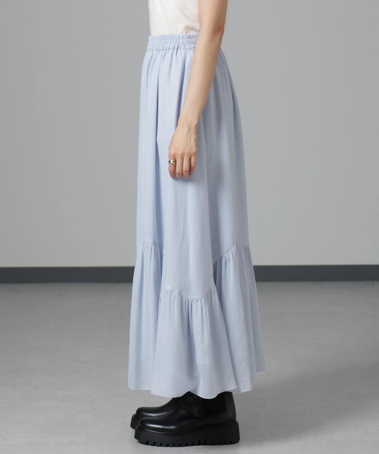 アシメティアードシフォンギャザースカート 6694230325