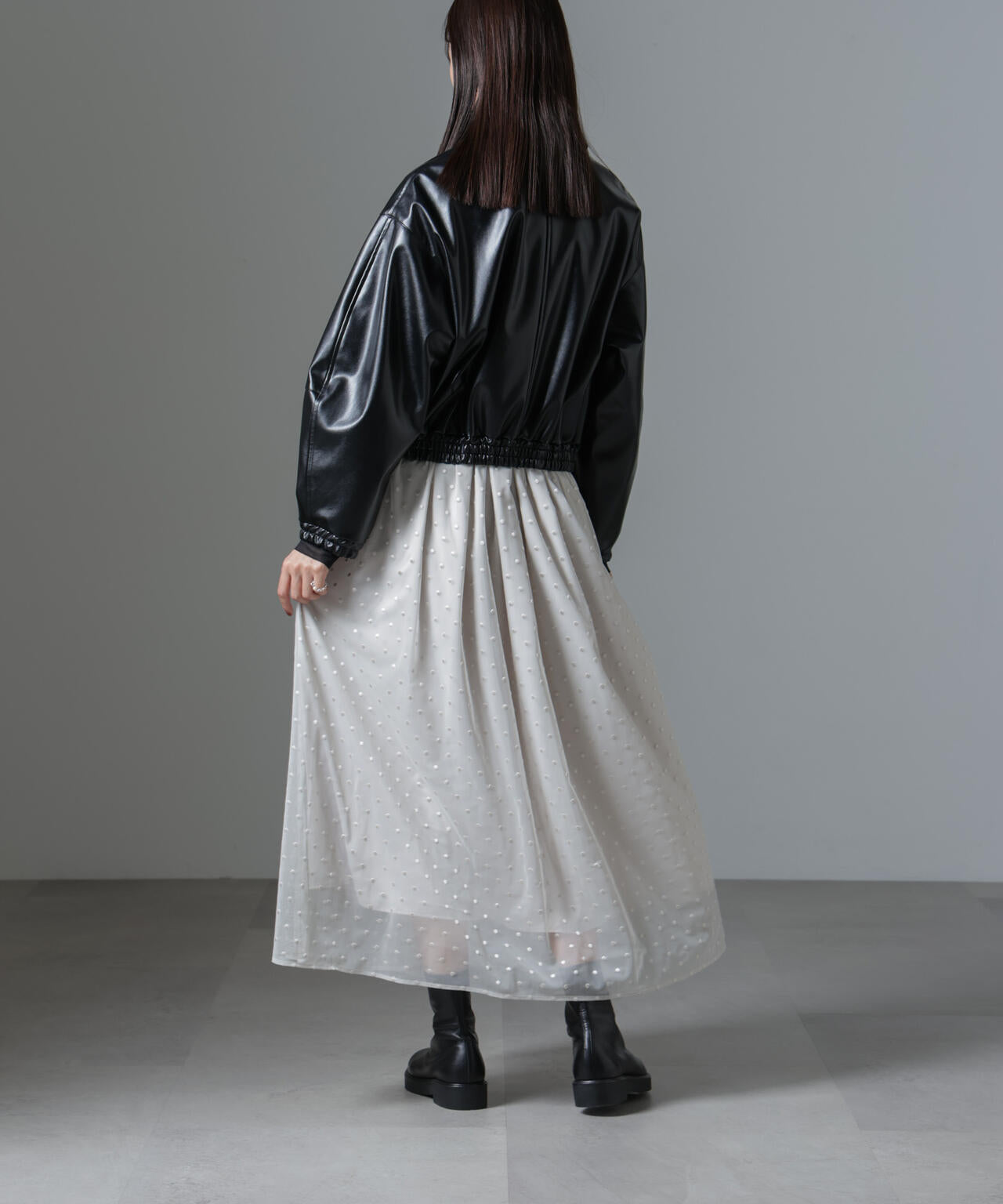 ドット刺繍チュールギャザースカート 6694230329