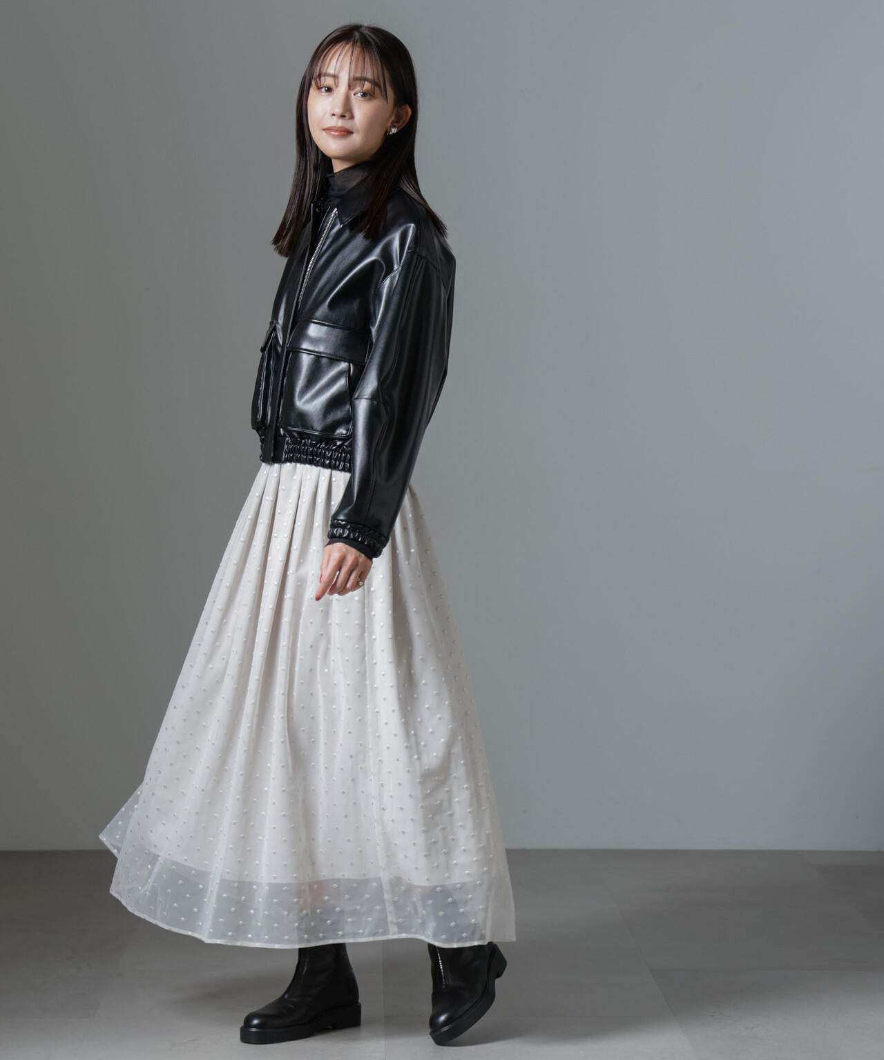 ドット刺繍チュールギャザースカート 6694230329