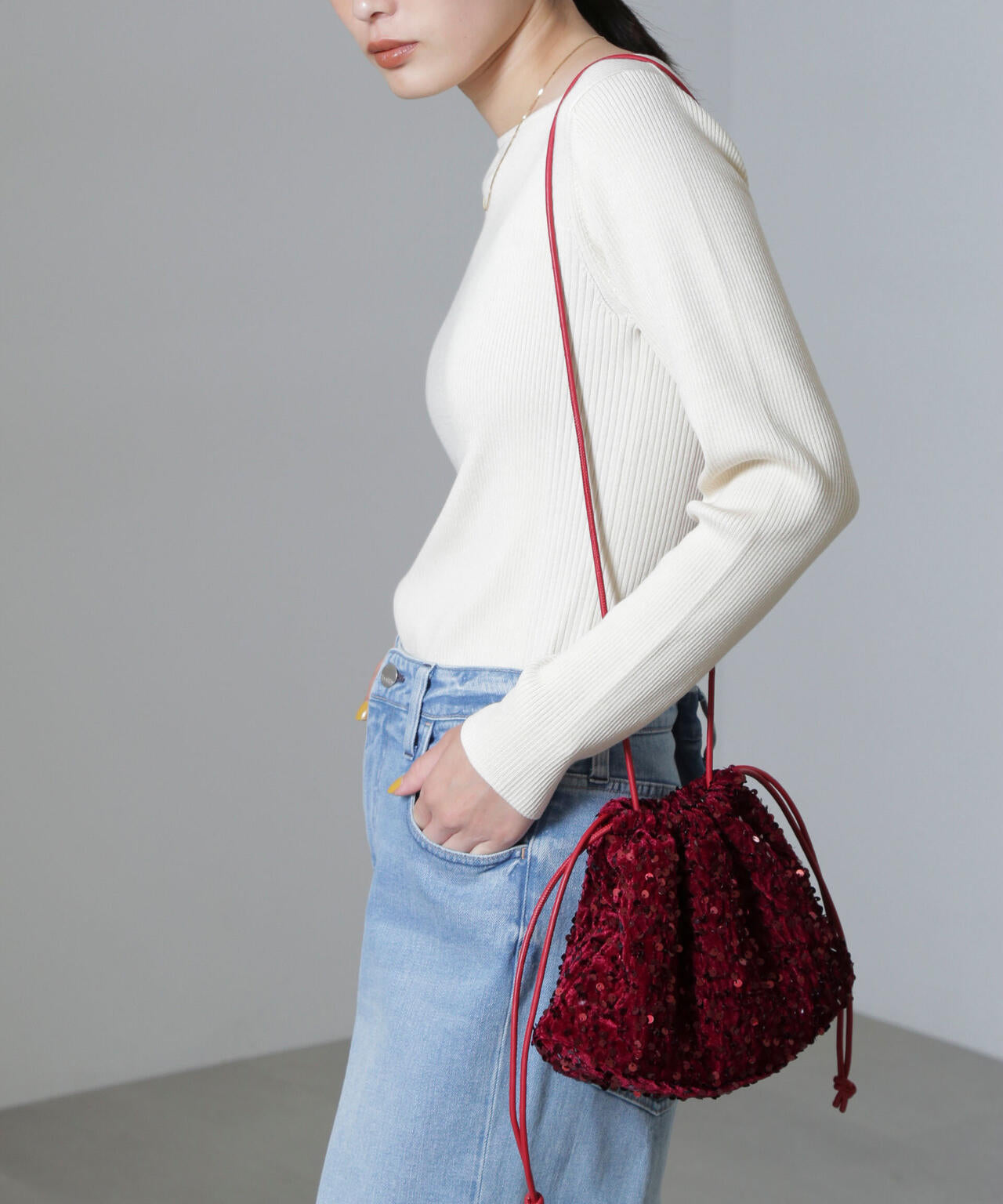 スパンコール巾着バッグ 6694232302