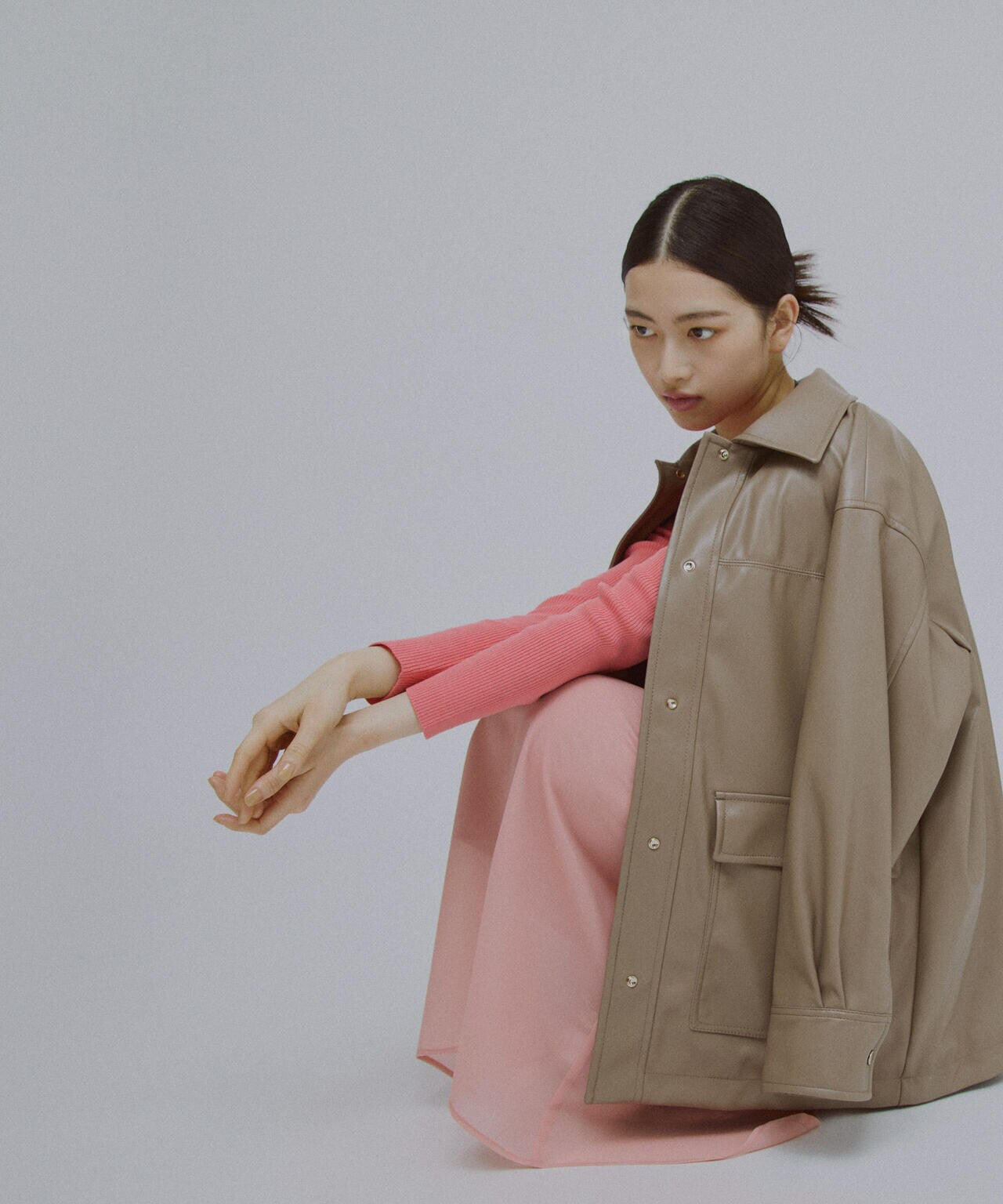 フェイクレザーシャツジャケット 6695112302