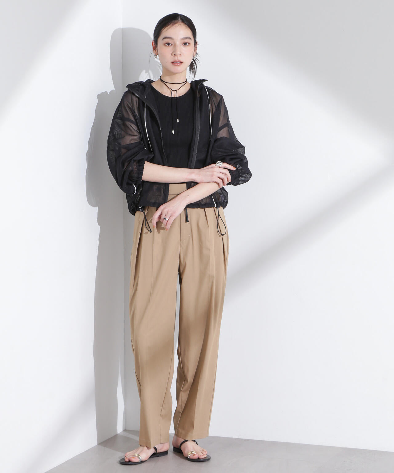 配色パイピングメッシュブルゾン 6695112305