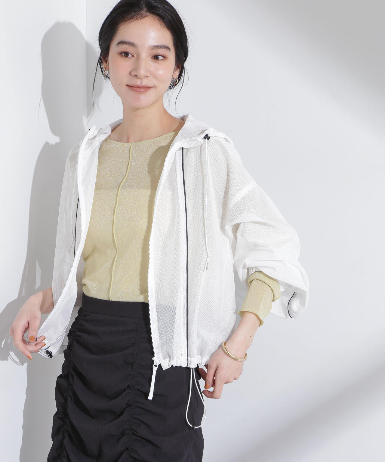 配色パイピングメッシュブルゾン 6695112305