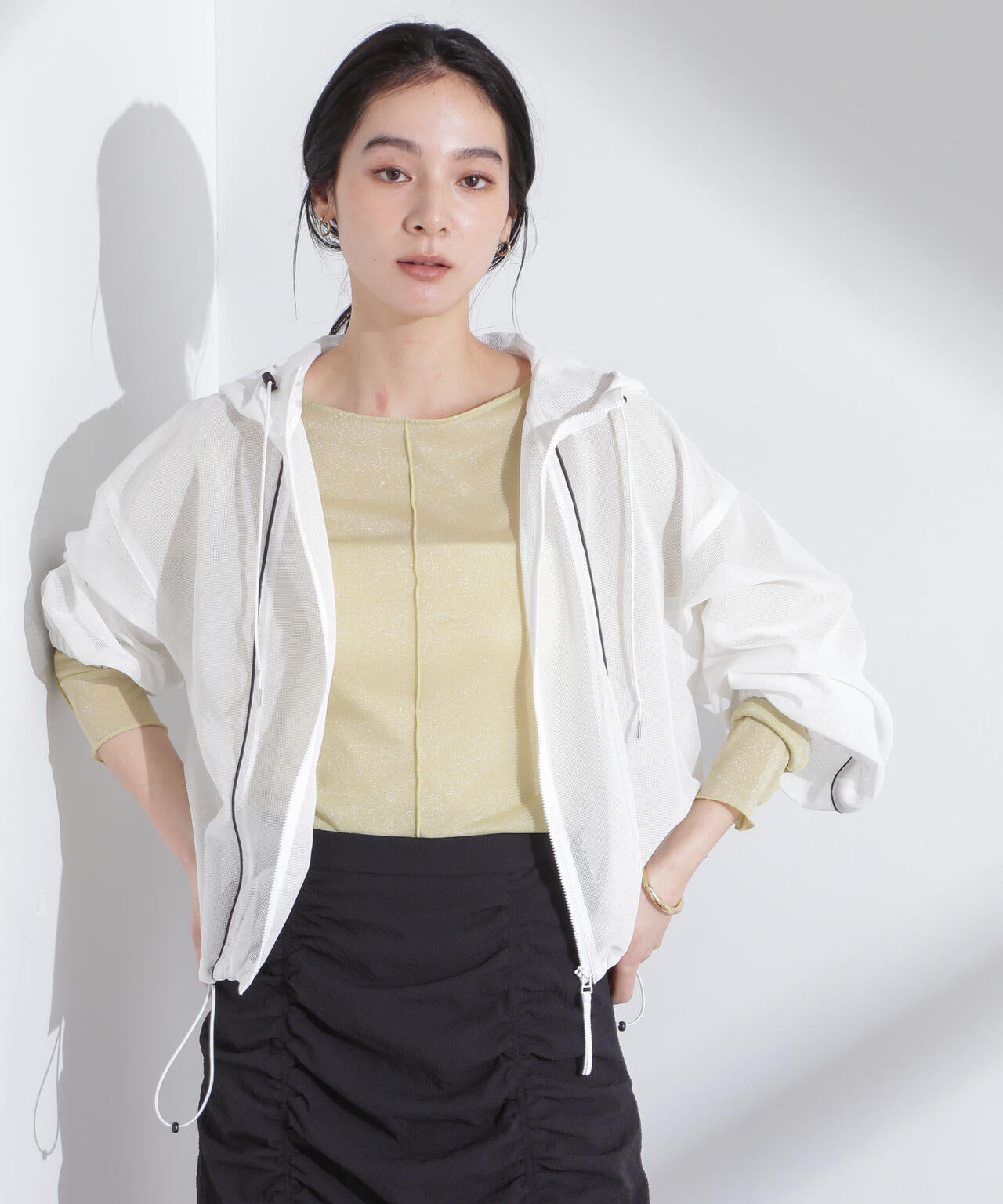 配色パイピングメッシュブルゾン 6695112305