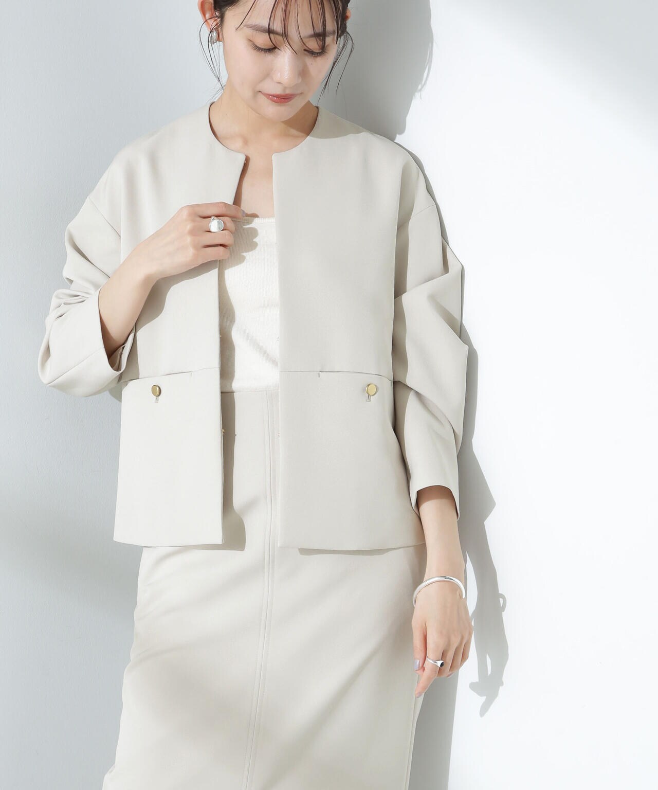 デイリーファンクション ノーカラージャケット(セットアップ可) 6695116303