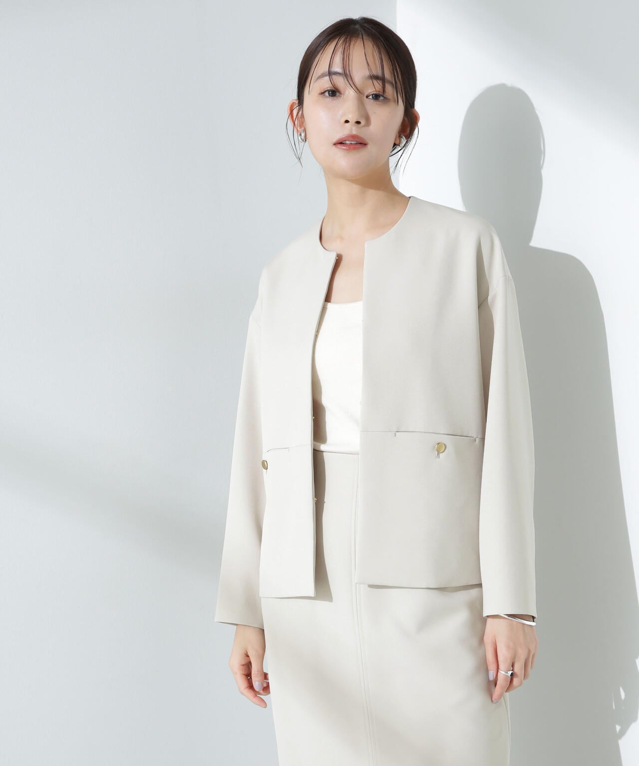 デイリーファンクション ノーカラージャケット(セットアップ可) 6695116303