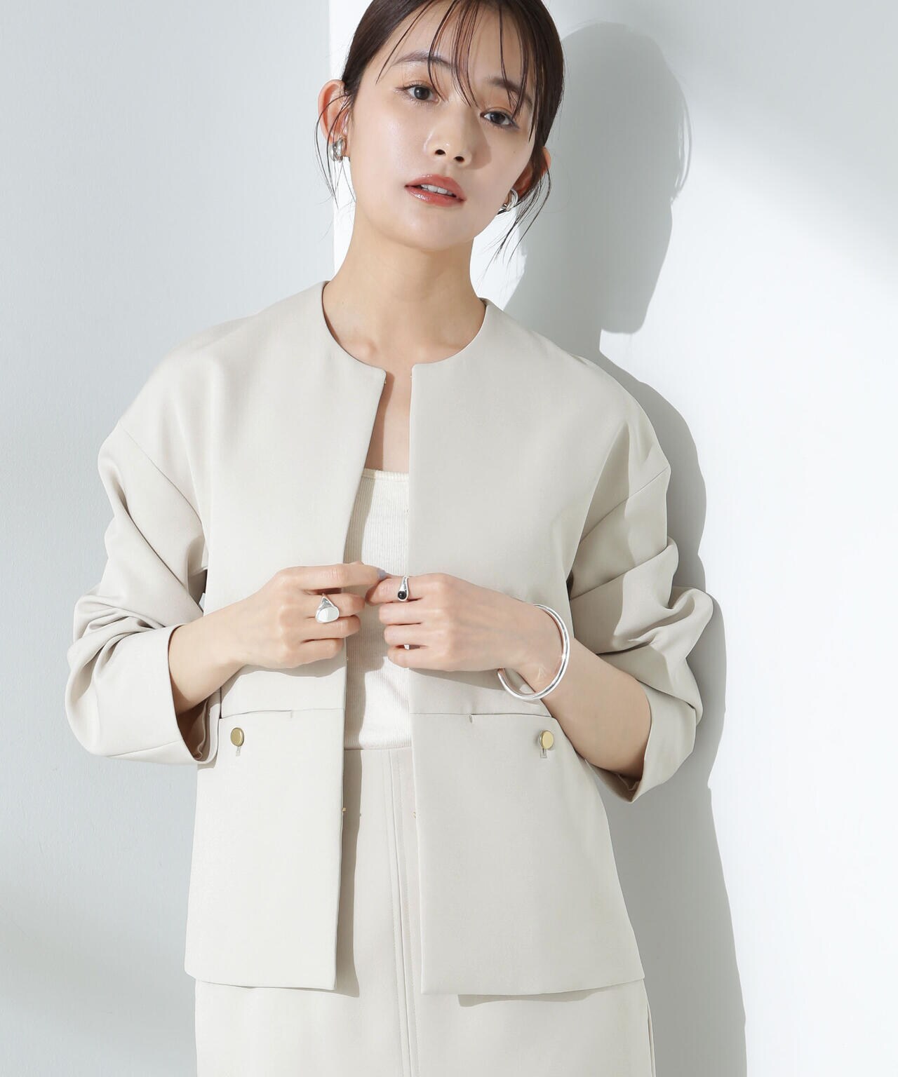 デイリーファンクション ノーカラージャケット(セットアップ可) 6695116303