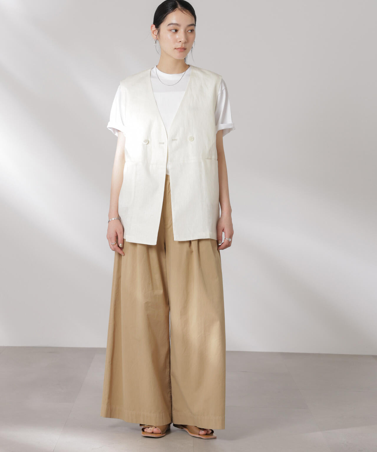 ヨーロピアンフラックス スリットポケットジレ(セットアップ可) 6695116306