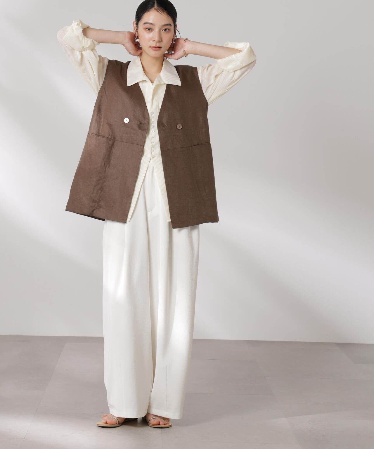 ヨーロピアンフラックス スリットポケットジレ(セットアップ可) 6695116306