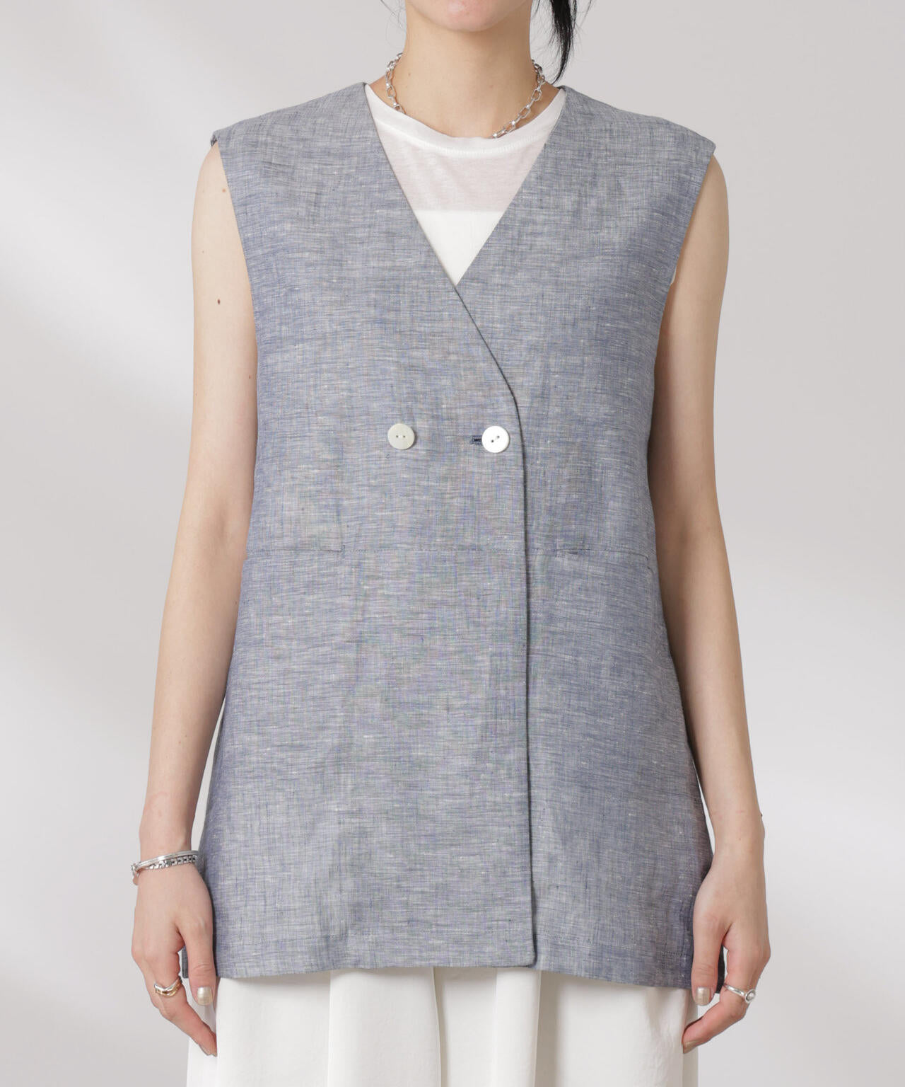 ヨーロピアンフラックス スリットポケットジレ(セットアップ可) 6695116306