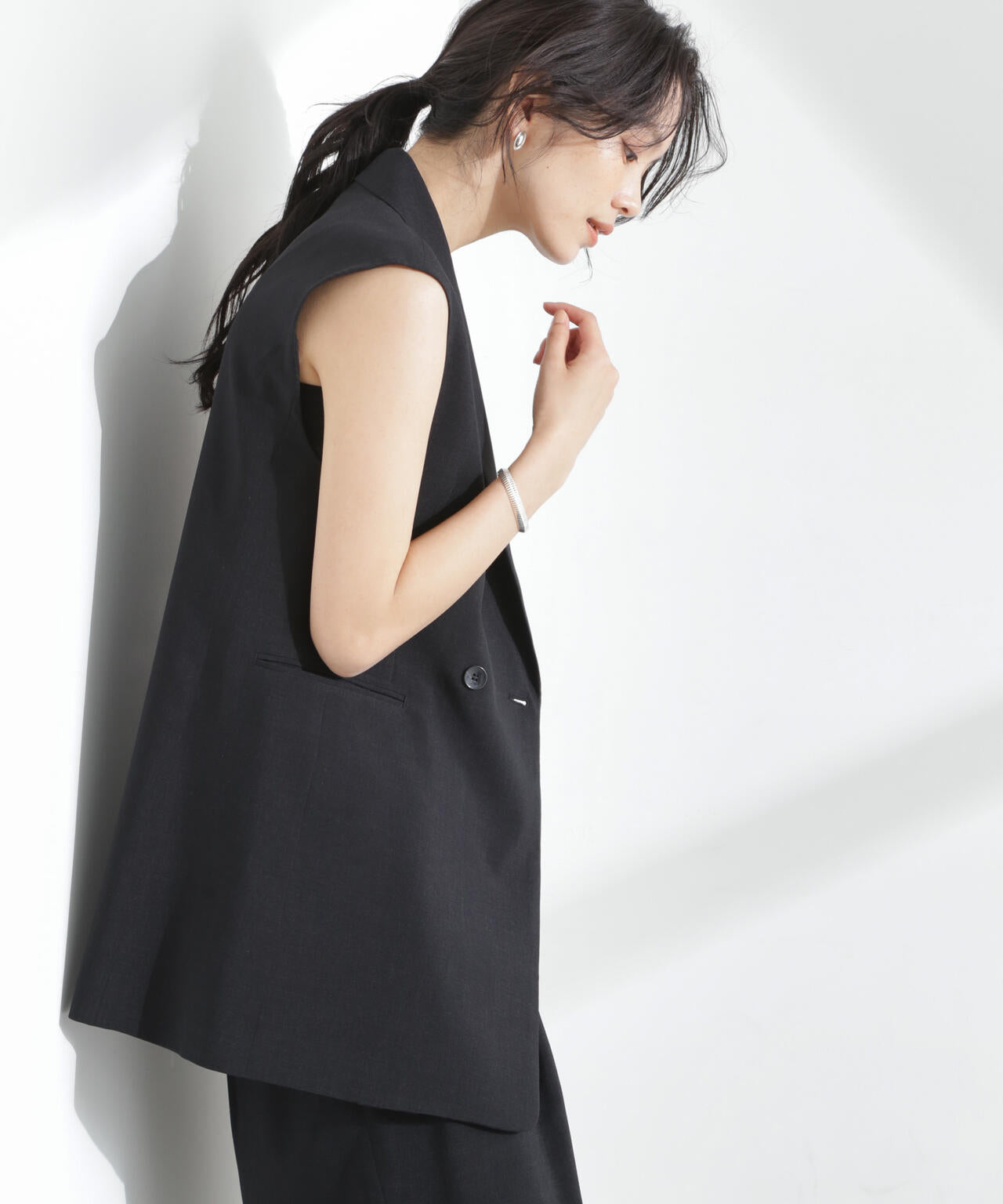 メランジドライ テーラードダブルジレ(セットアップ可) 6695116309