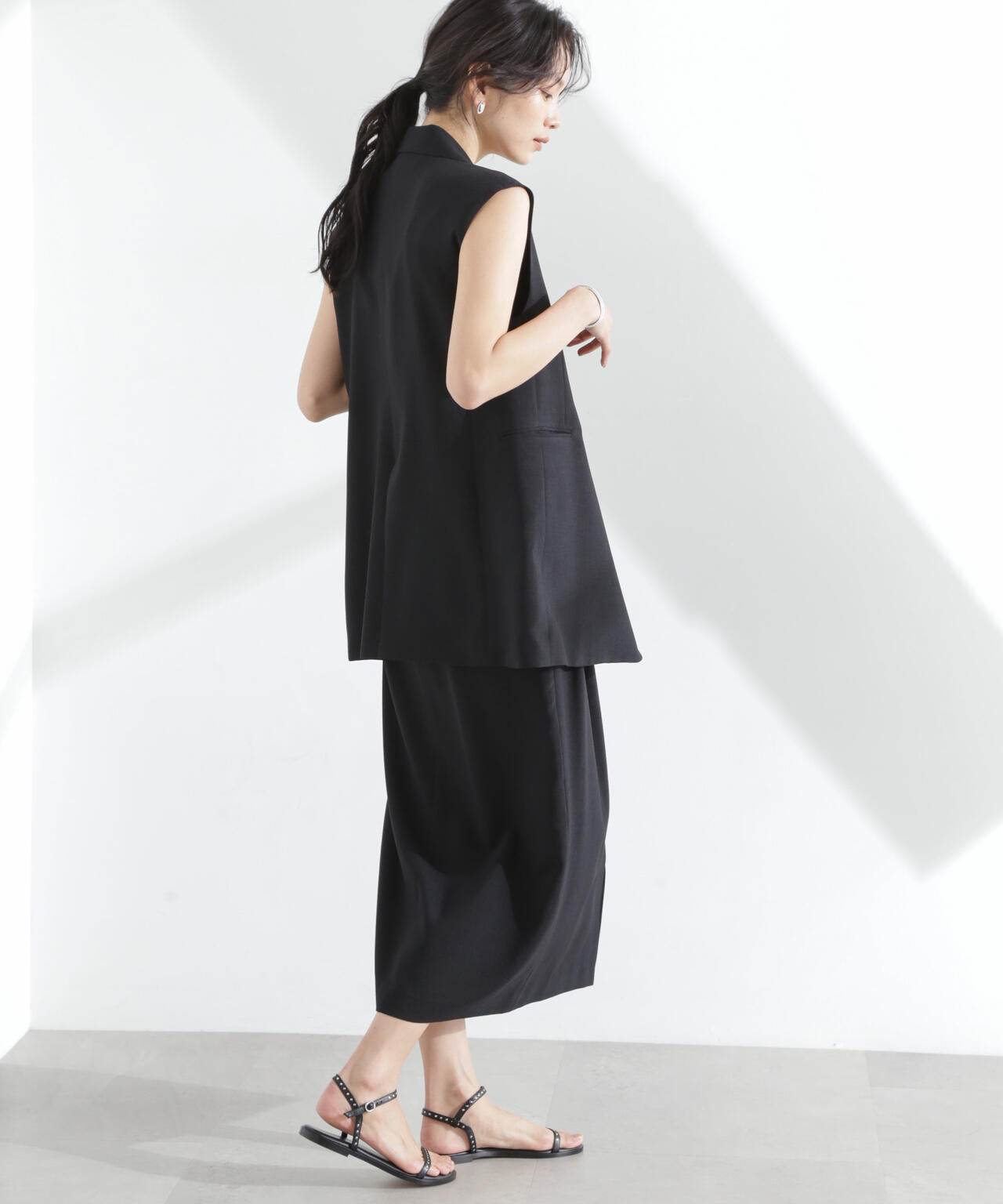 メランジドライ テーラードダブルジレ(セットアップ可) 6695116309