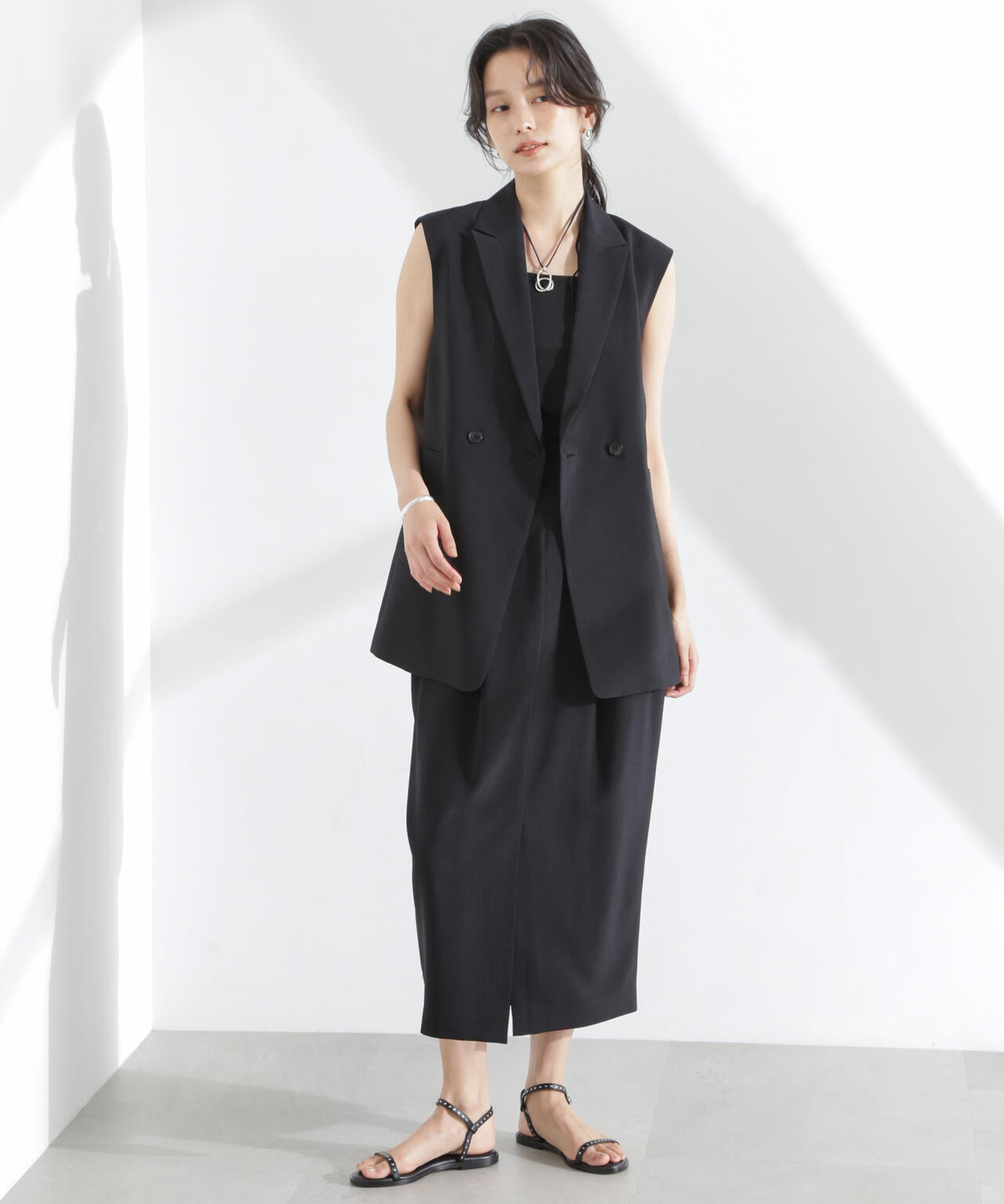 メランジドライ テーラードダブルジレ(セットアップ可) 6695116309