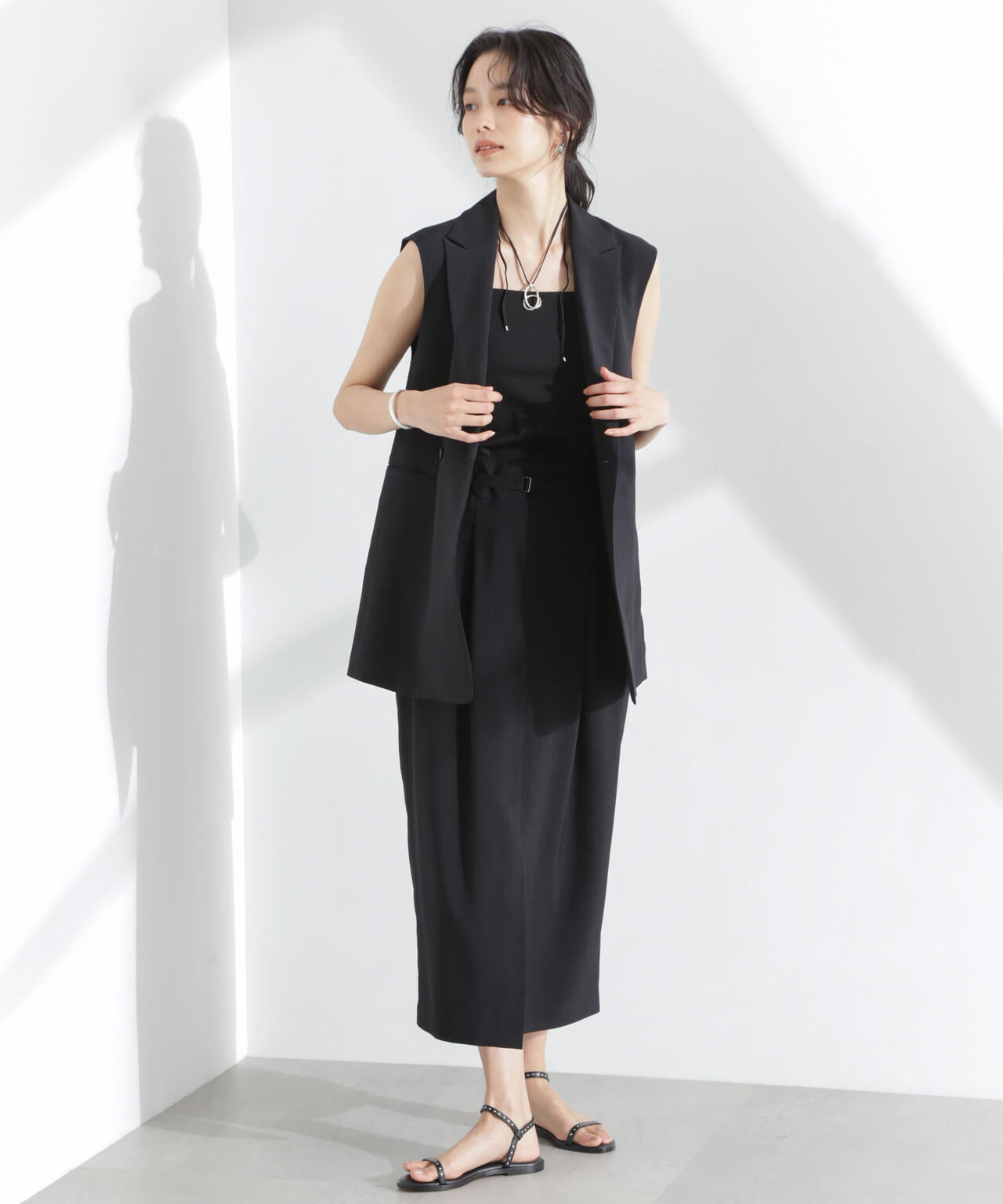 メランジドライ テーラードダブルジレ(セットアップ可) 6695116309