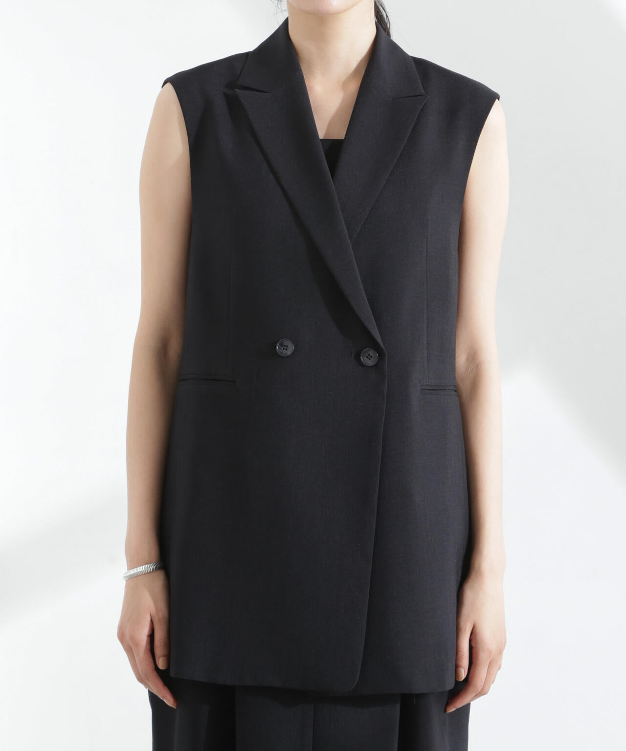 メランジドライ テーラードダブルジレ(セットアップ可) 6695116309