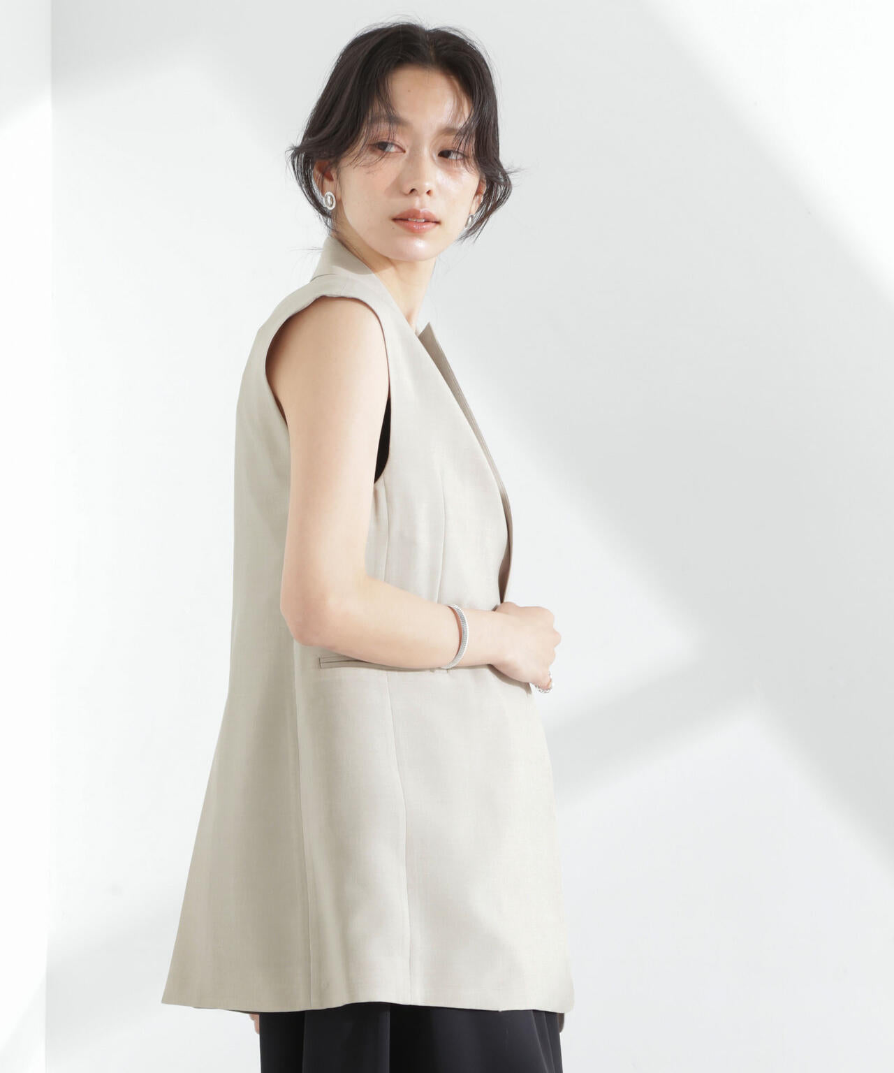 メランジドライ テーラードダブルジレ(セットアップ可) 6695116309