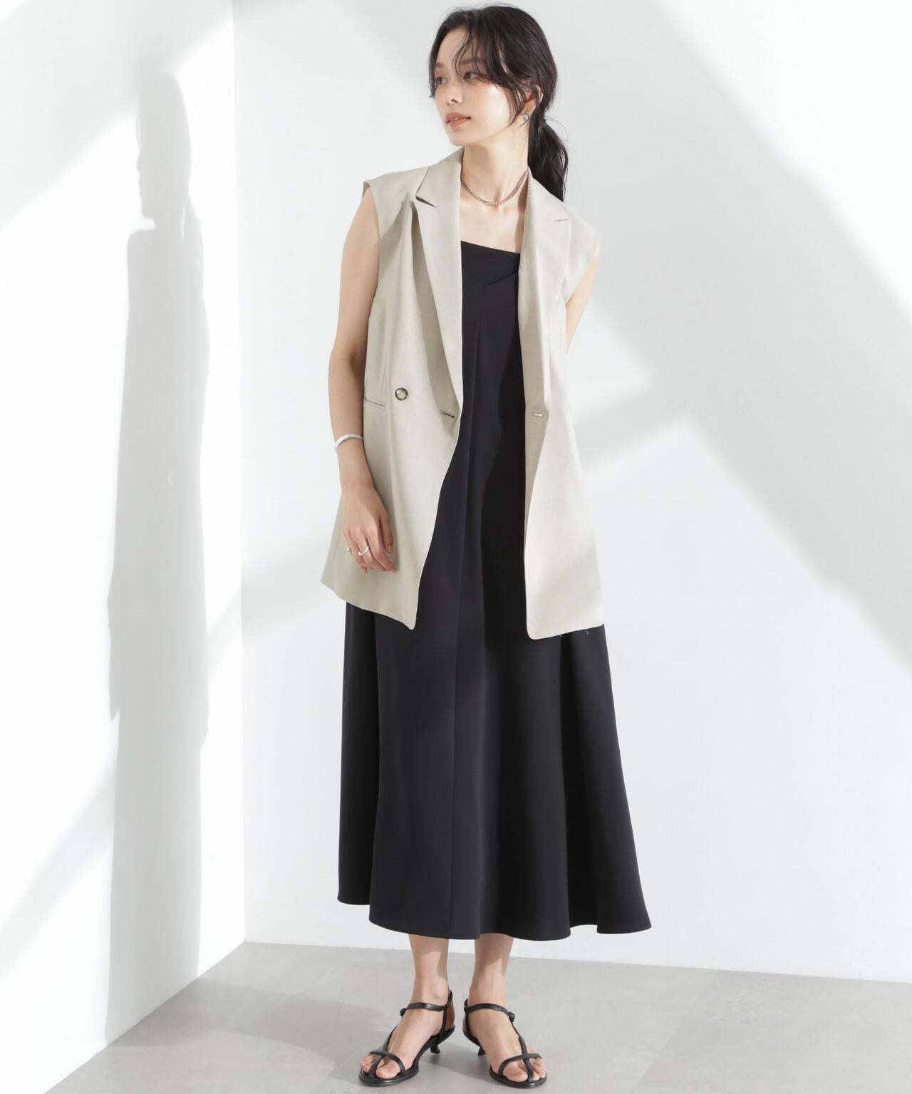 メランジドライ テーラードダブルジレ(セットアップ可) 6695116309