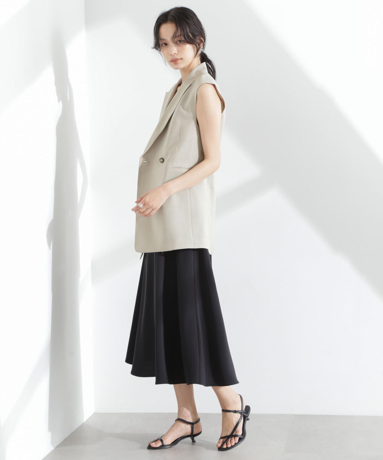 メランジドライ テーラードダブルジレ(セットアップ可) 6695116309