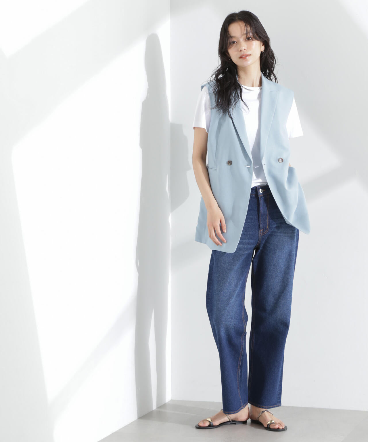 メランジドライ テーラードダブルジレ(セットアップ可) 6695116309