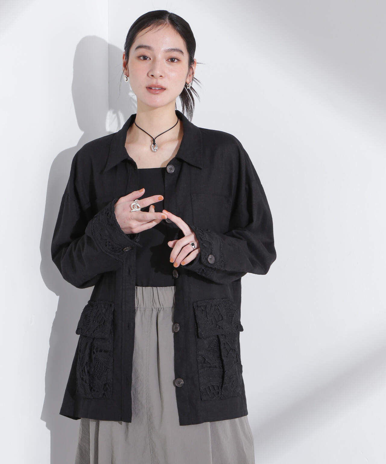 ポイントレースサファリジャケット 6695116316