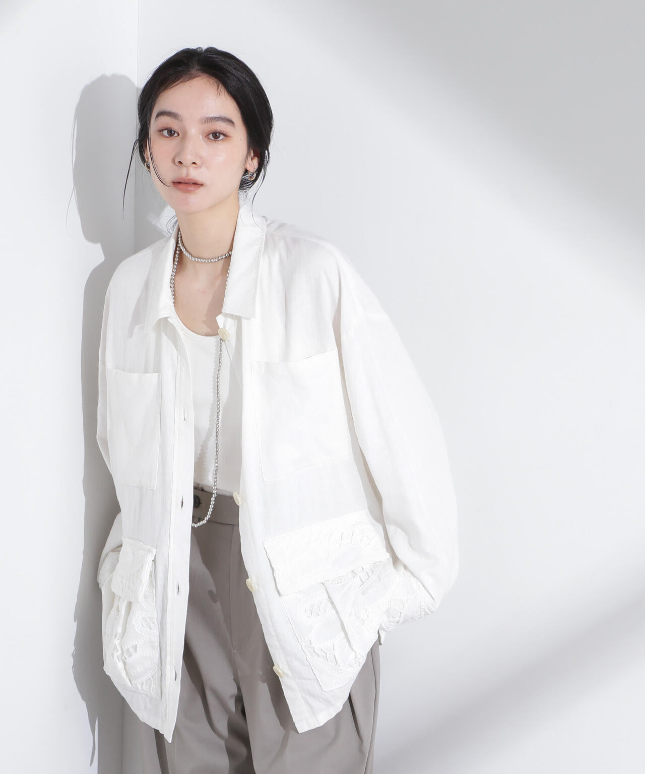 ポイントレースサファリジャケット 6695116316