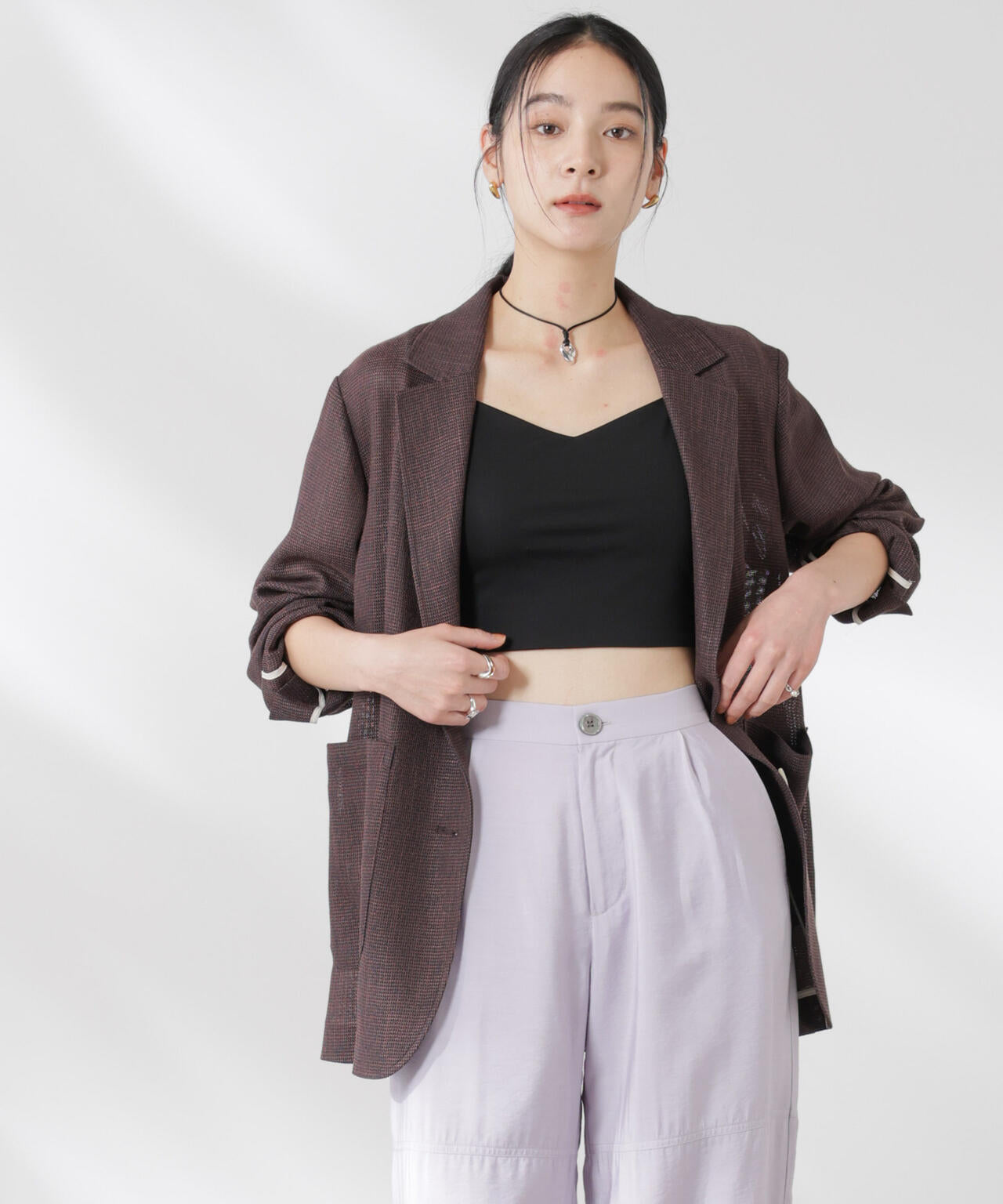 カラミ織りシングルジャケット 6695116317