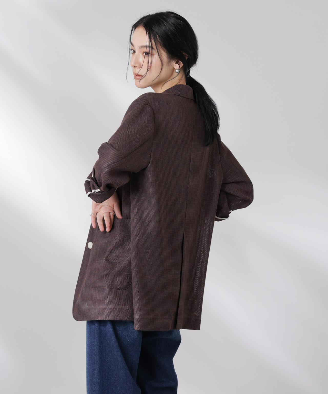 カラミ織りシングルジャケット 6695116317