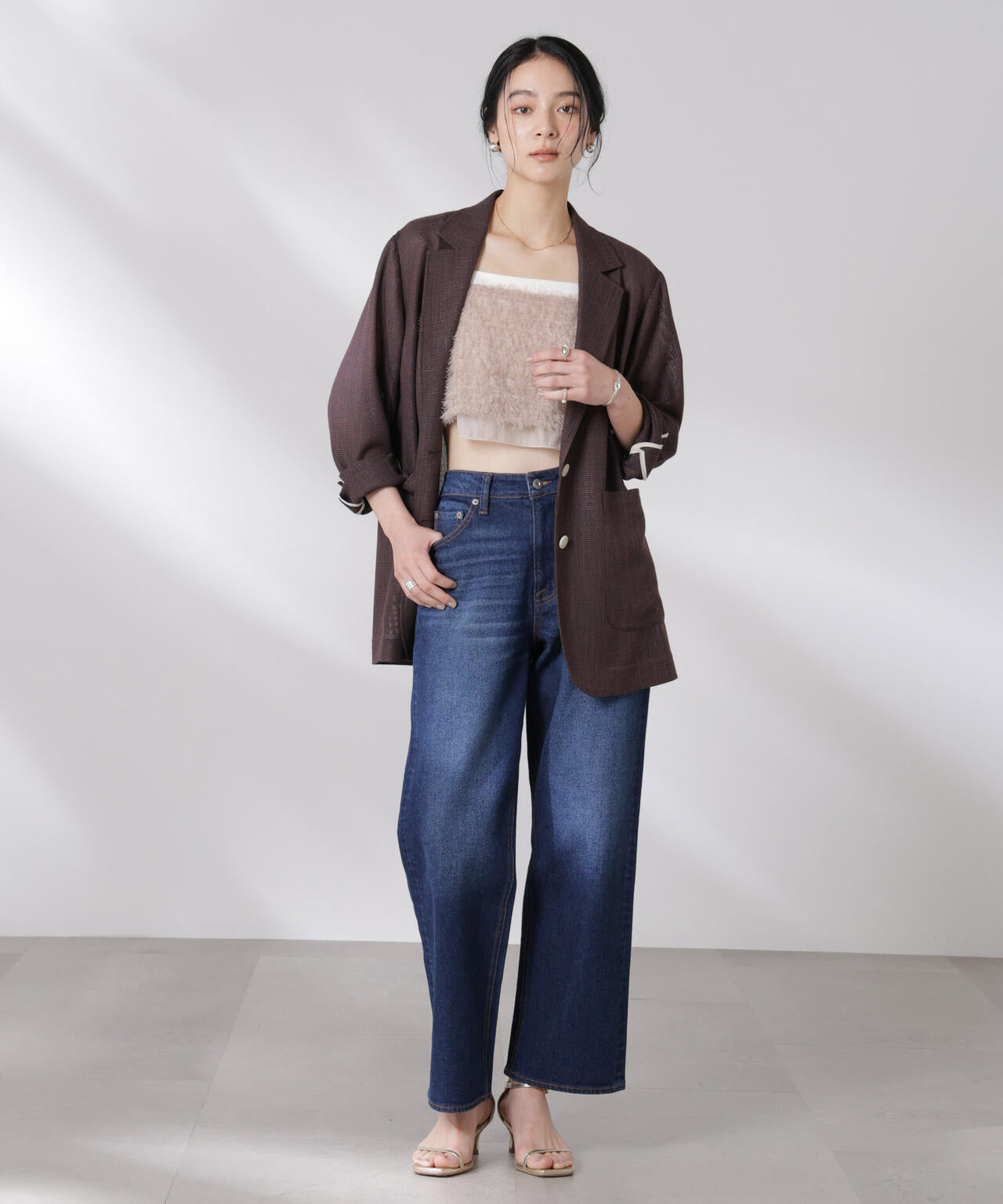 カラミ織りシングルジャケット 6695116317