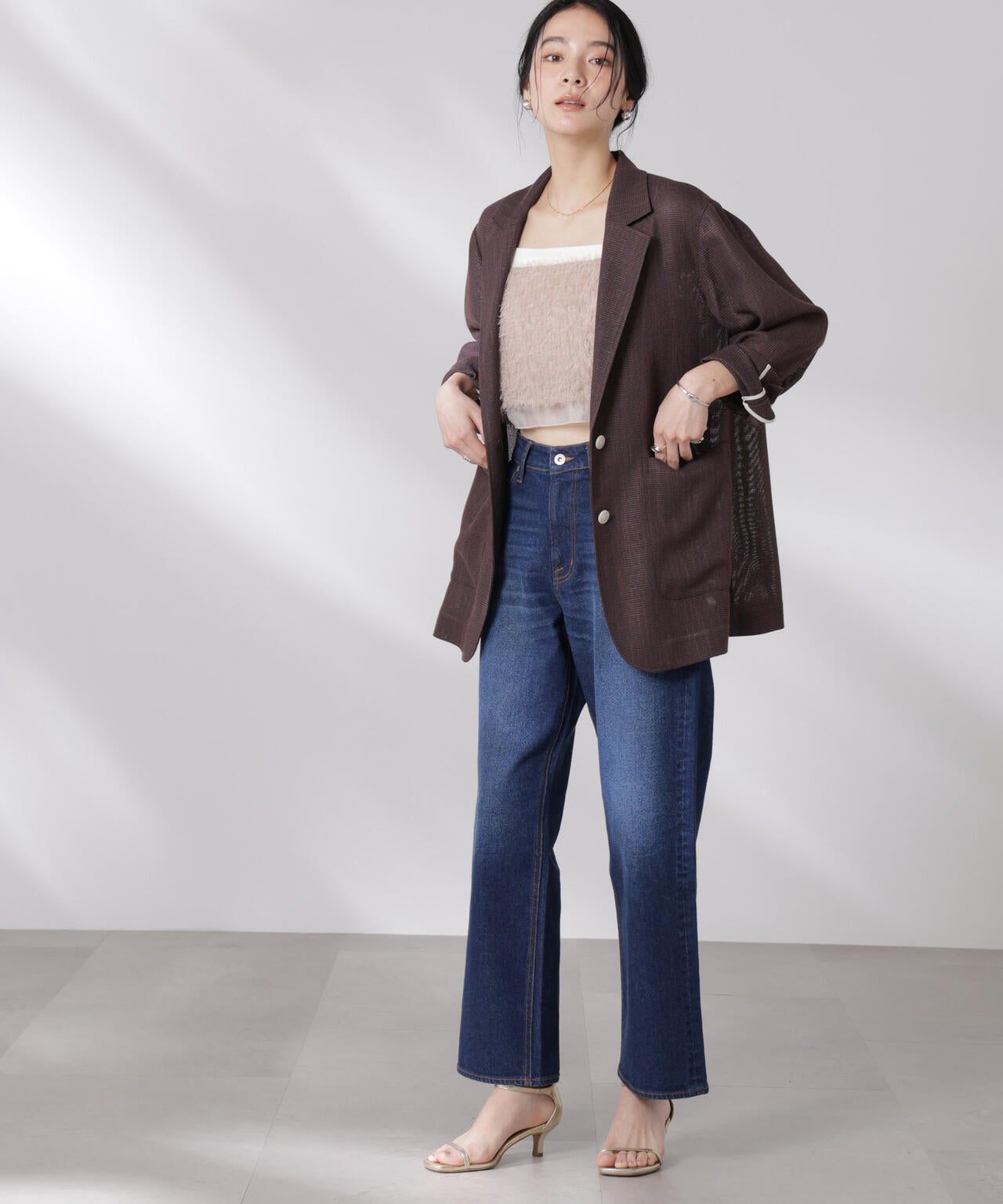 カラミ織りシングルジャケット 6695116317