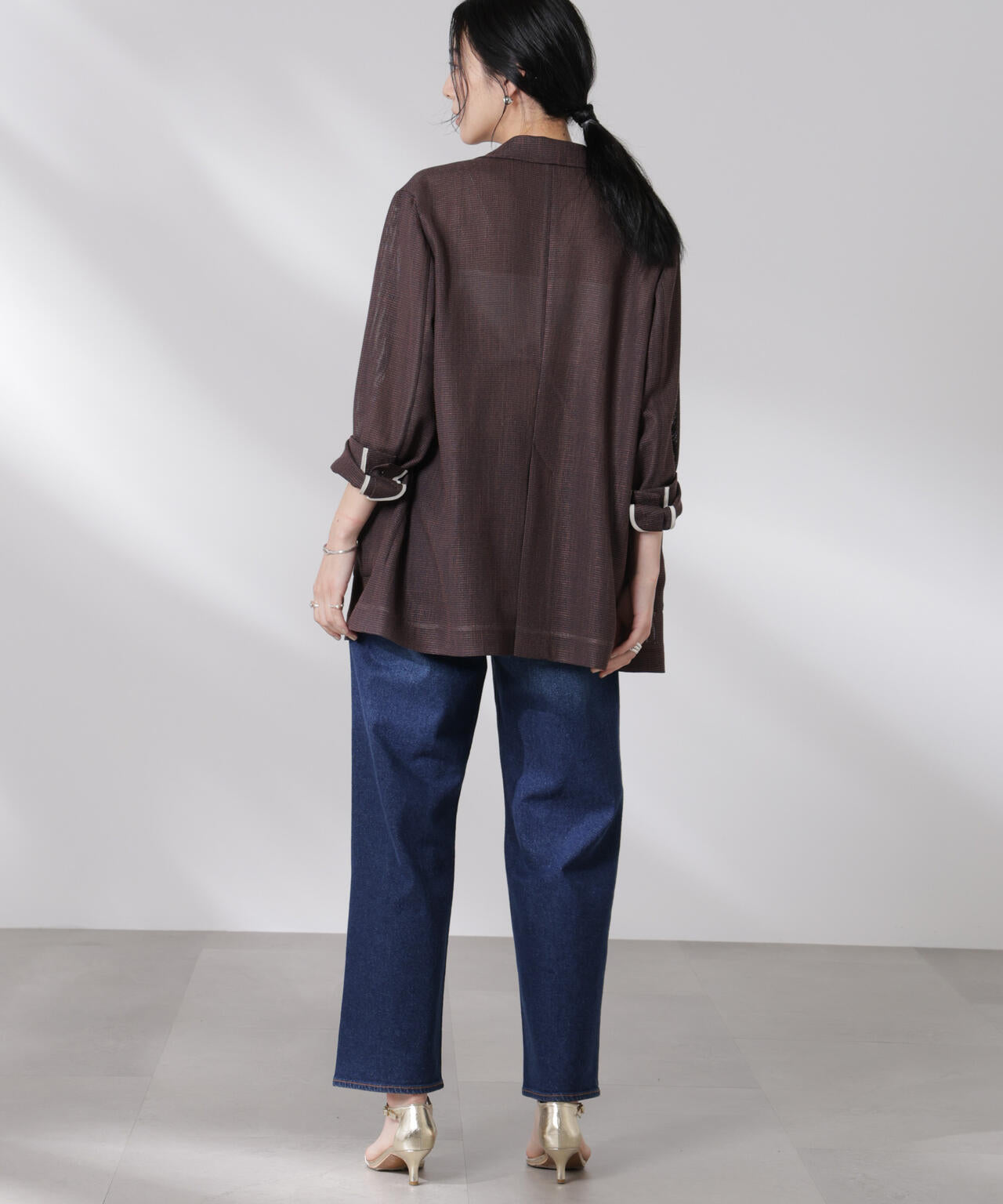 カラミ織りシングルジャケット 6695116317