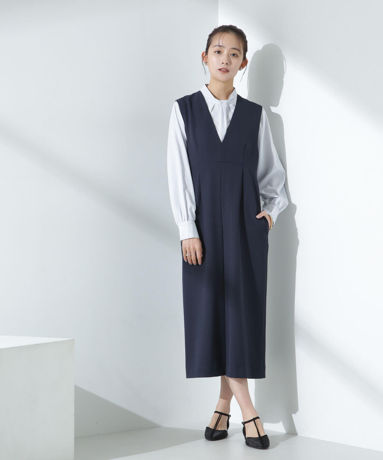 デイリーファンクション Vネックタックワンピース(セットアップ可) 6695119300