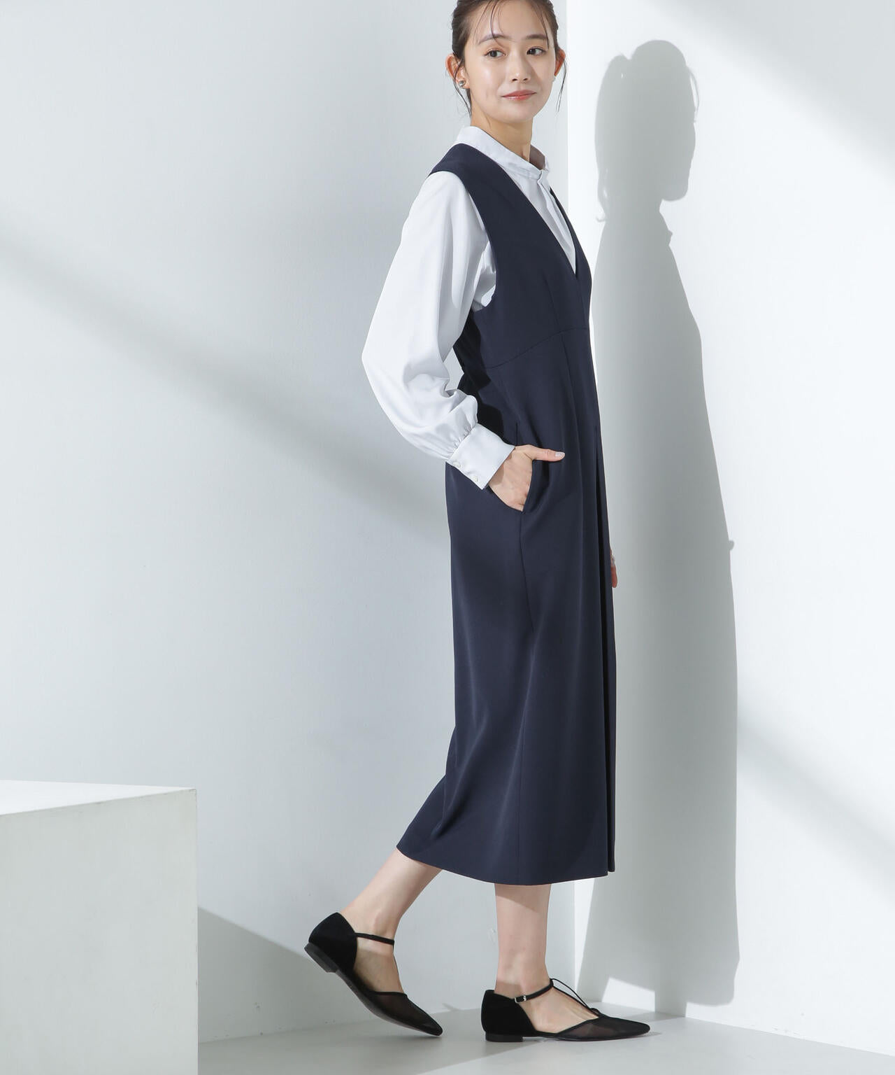 デイリーファンクション Vネックタックワンピース(セットアップ可) 6695119300