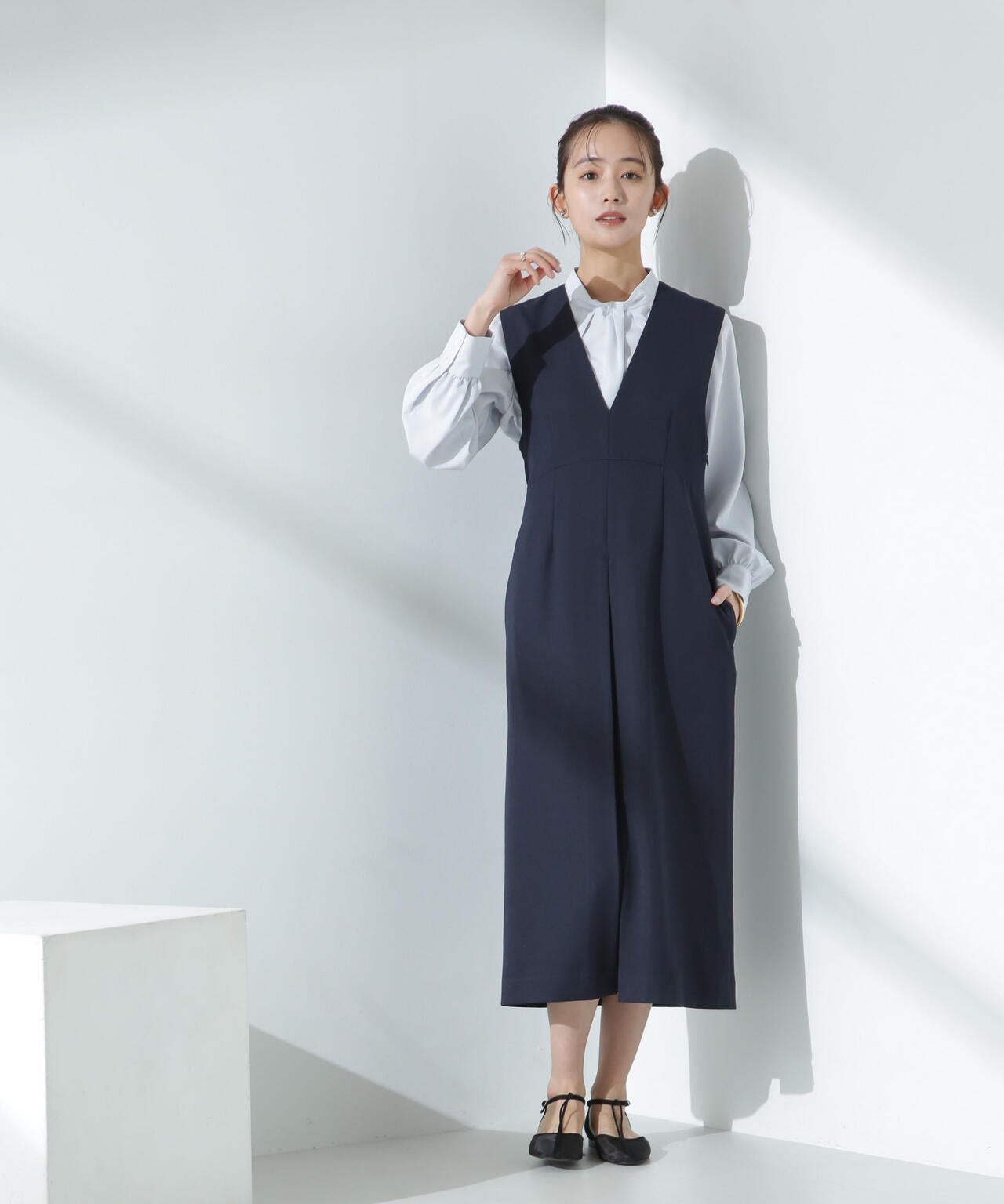 デイリーファンクション Vネックタックワンピース(セットアップ可) 6695119300