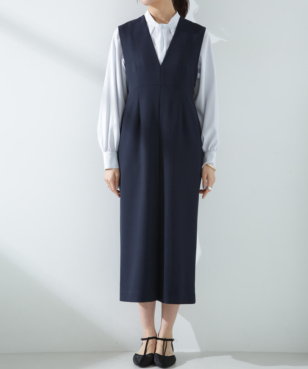 デイリーファンクション Vネックタックワンピース(セットアップ可) 6695119300