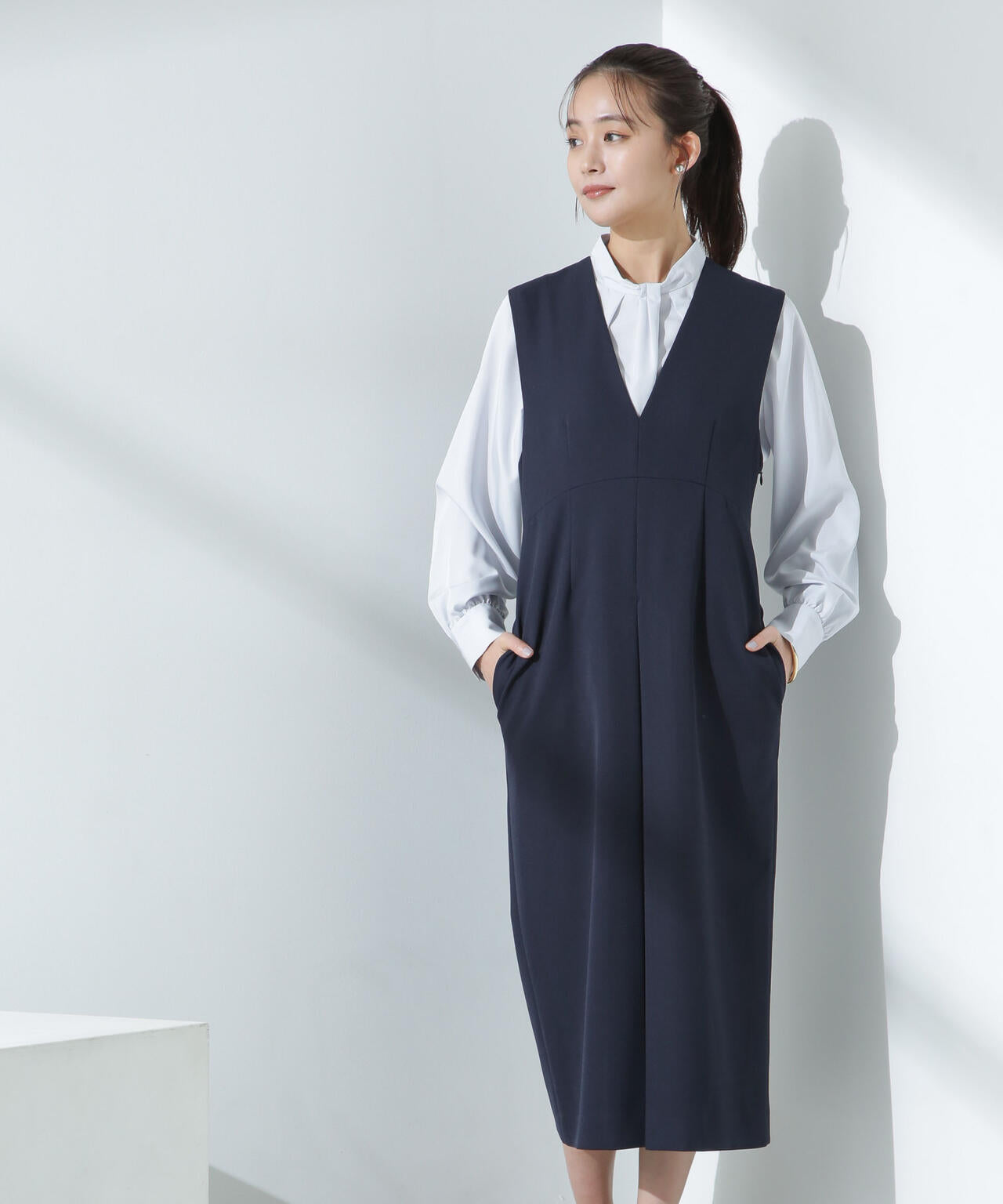 デイリーファンクション Vネックタックワンピース(セットアップ可) 6695119300