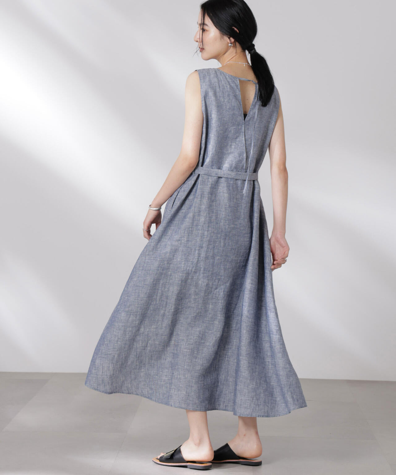 ヨーロピアンフラックス Aラインノースリーブワンピース 6695119301