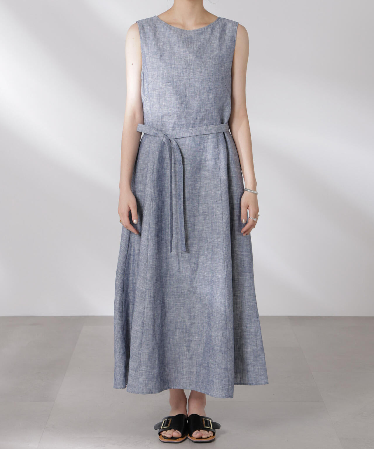 ヨーロピアンフラックス Aラインノースリーブワンピース 6695119301