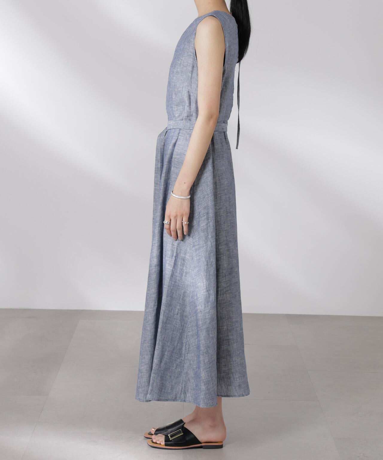 ヨーロピアンフラックス Aラインノースリーブワンピース 6695119301