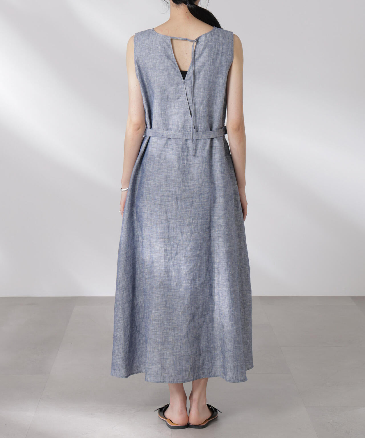 ヨーロピアンフラックス Aラインノースリーブワンピース 6695119301