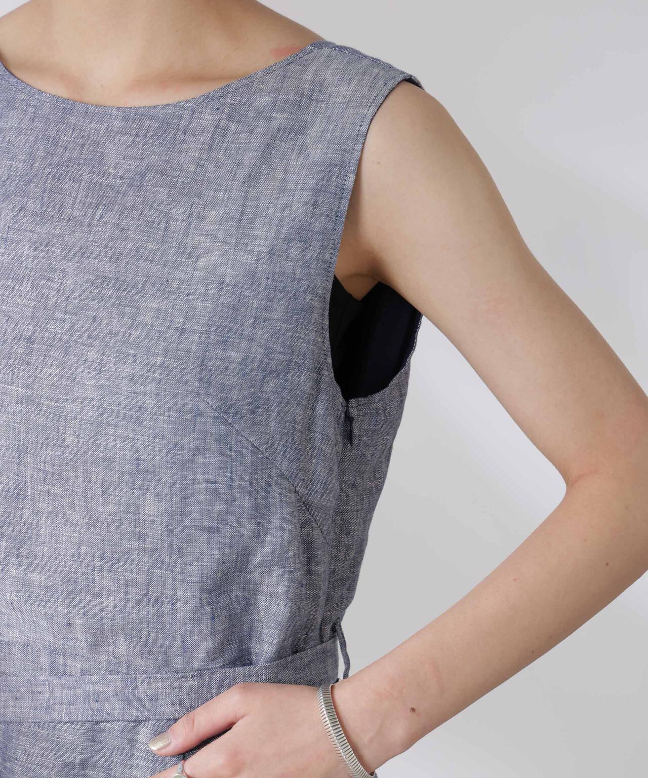 ヨーロピアンフラックス Aラインノースリーブワンピース 6695119301