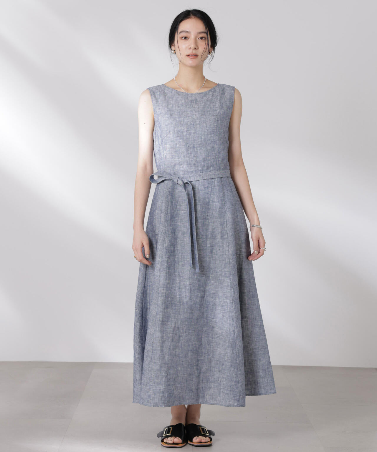 ヨーロピアンフラックス Aラインノースリーブワンピース 6695119301