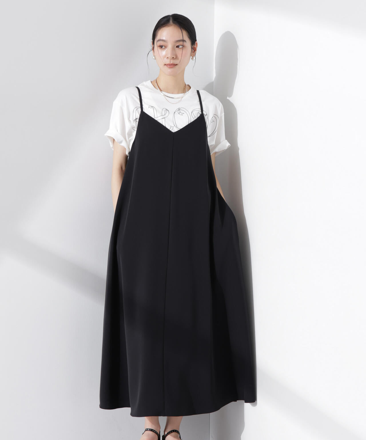 フレアダブルクロスキャミワンピース 6695119322